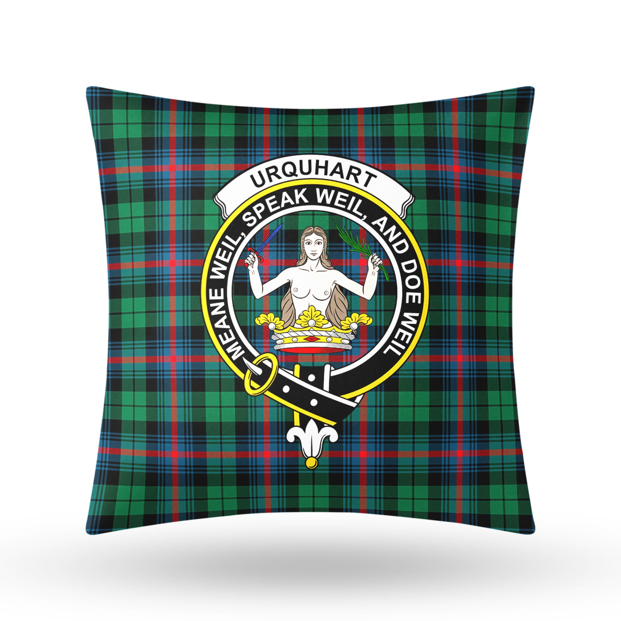 Urquhart Broad Red Ancient Tartan Crest Pillow Cover