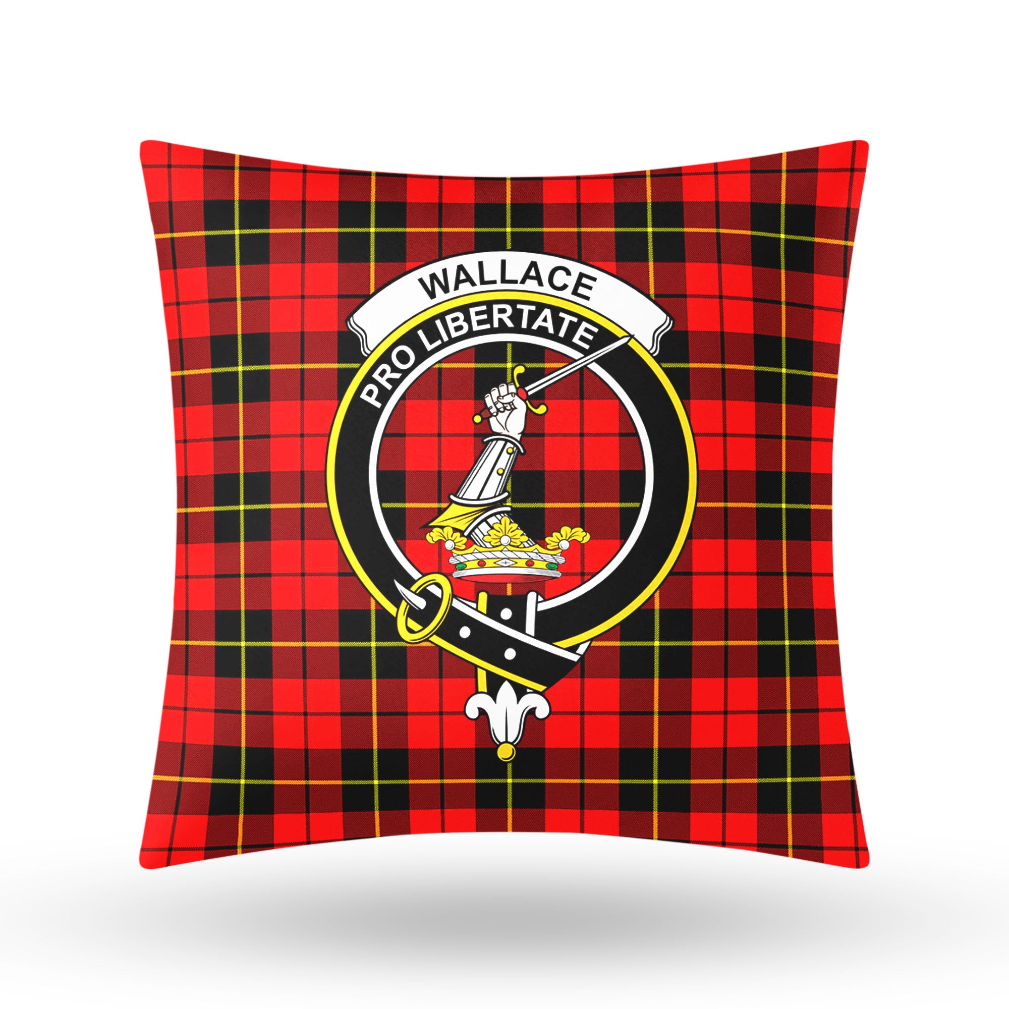 Wallace Hunting Red Tartan Crest Pillow Cover