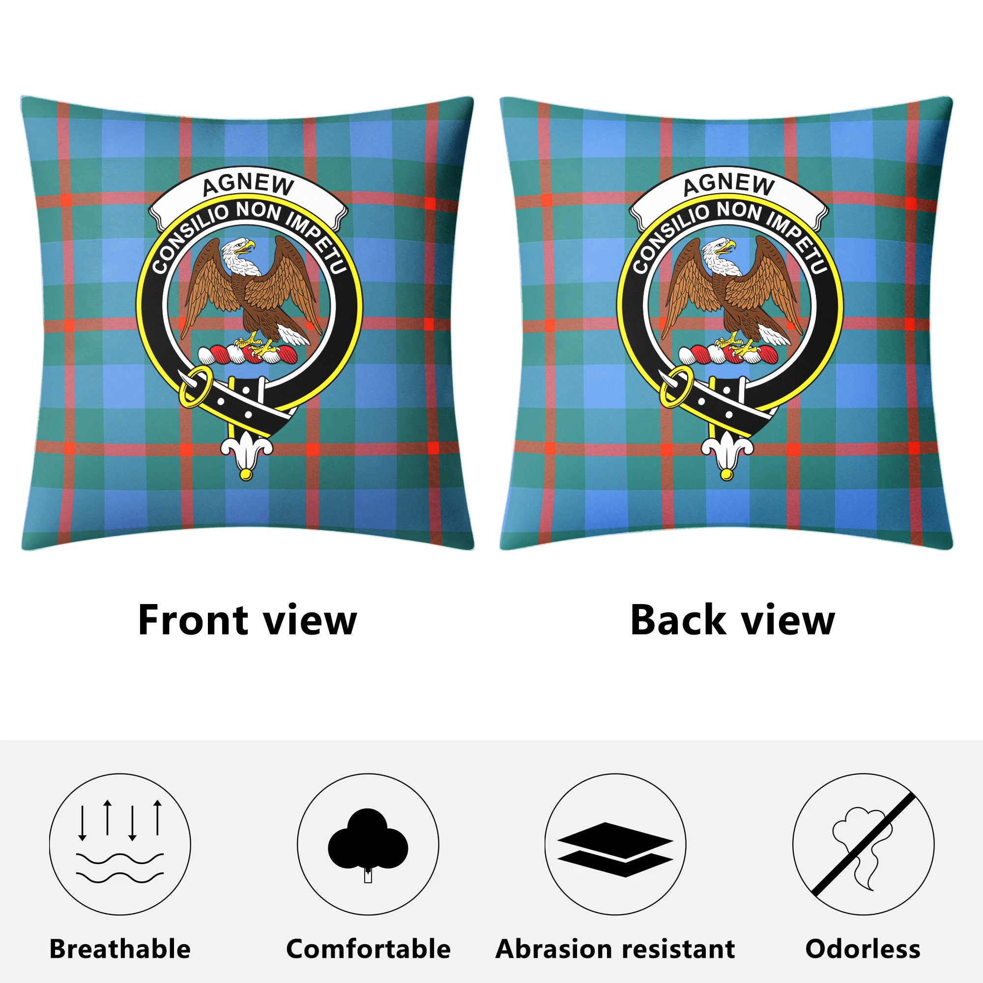 Agnew Ancient Tartan Crest Pillow Cover