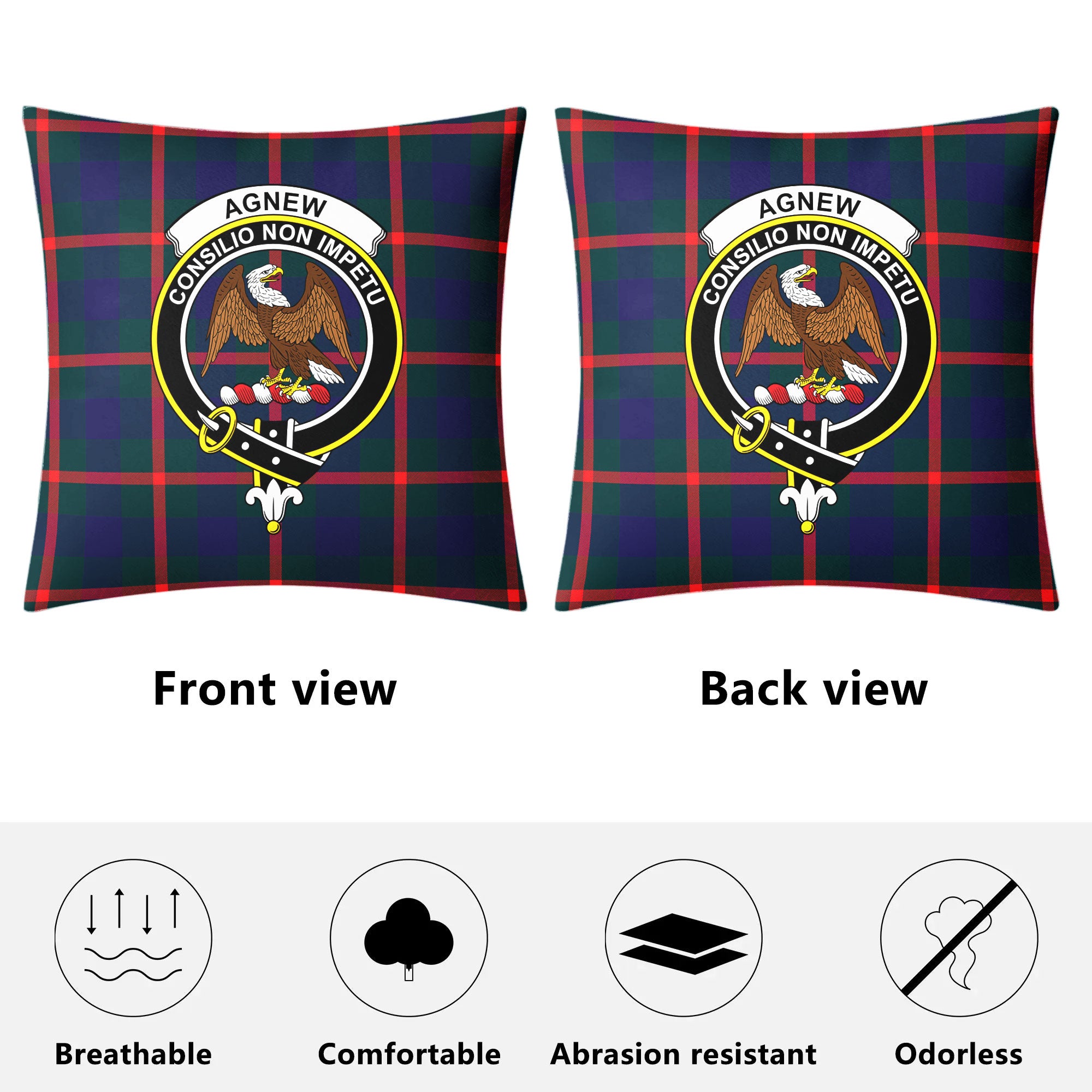 Agnew Modern Tartan Crest Pillow Cover