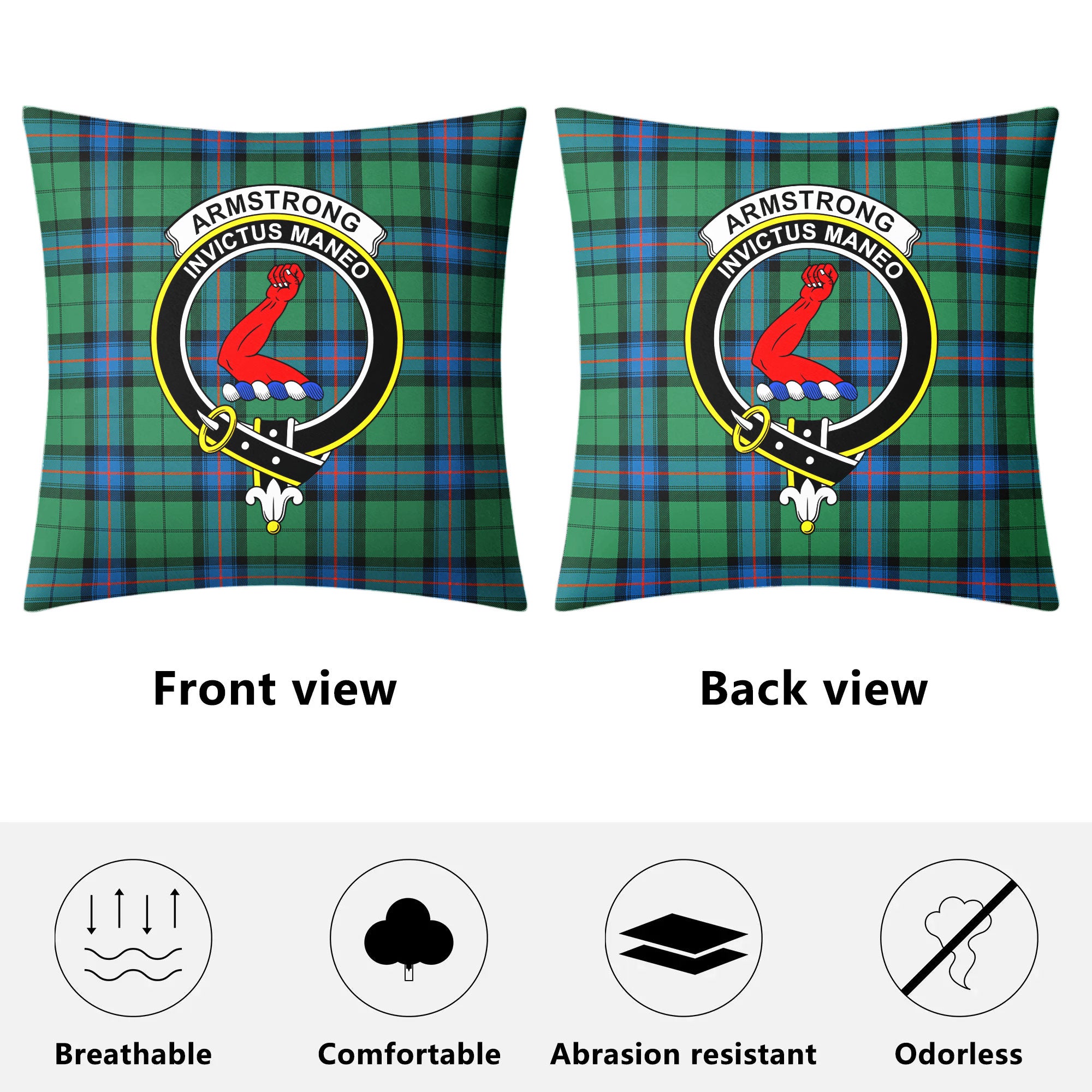 Armstrong Ancient Tartan Crest Pillow Cover