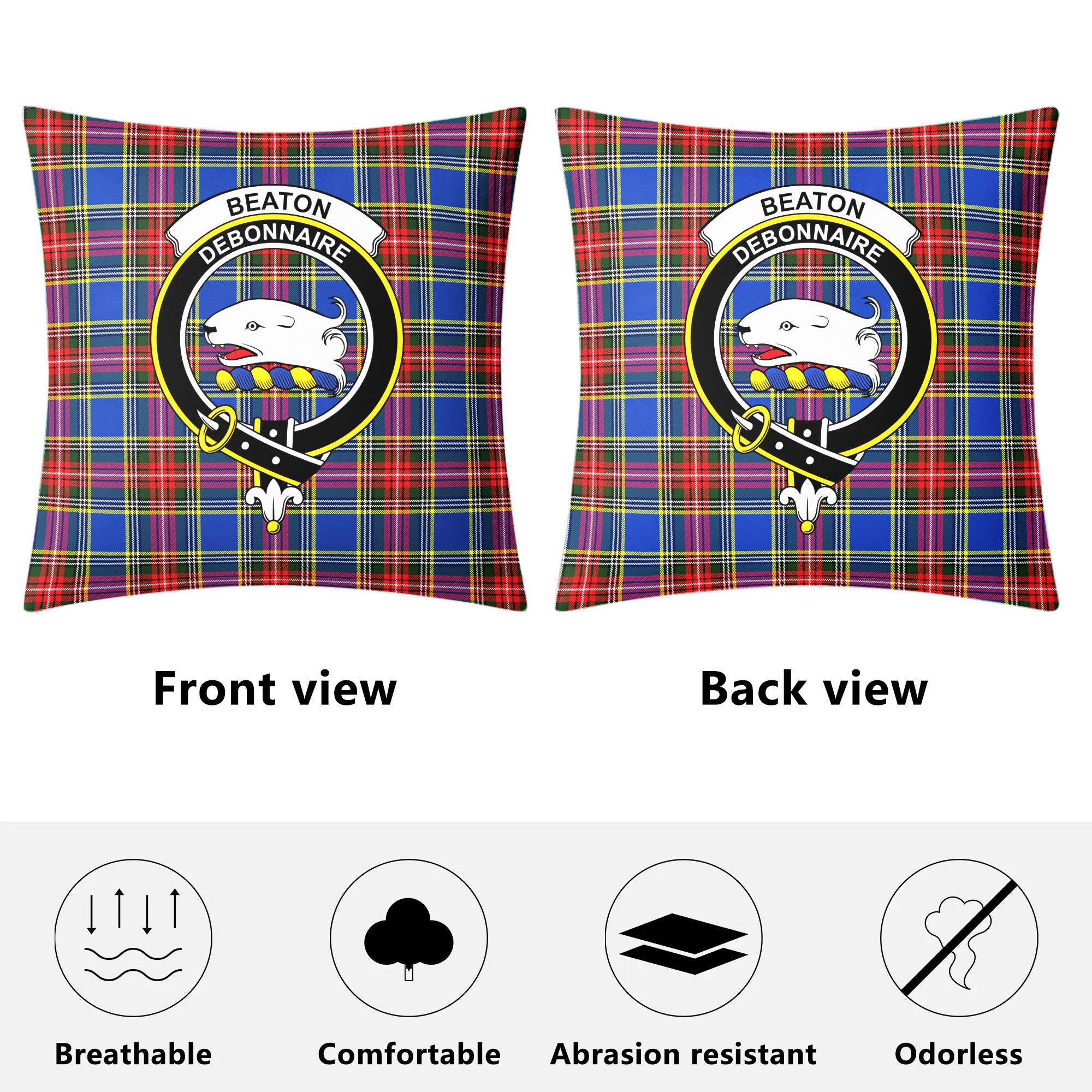 Beaton Modern Tartan Crest Pillow Cover