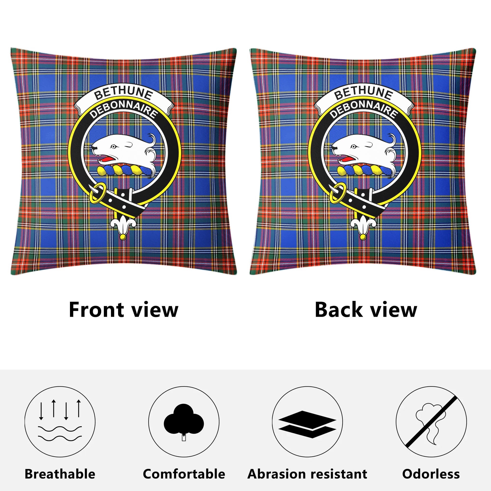 Bethune Ancient Tartan Crest Pillow Cover