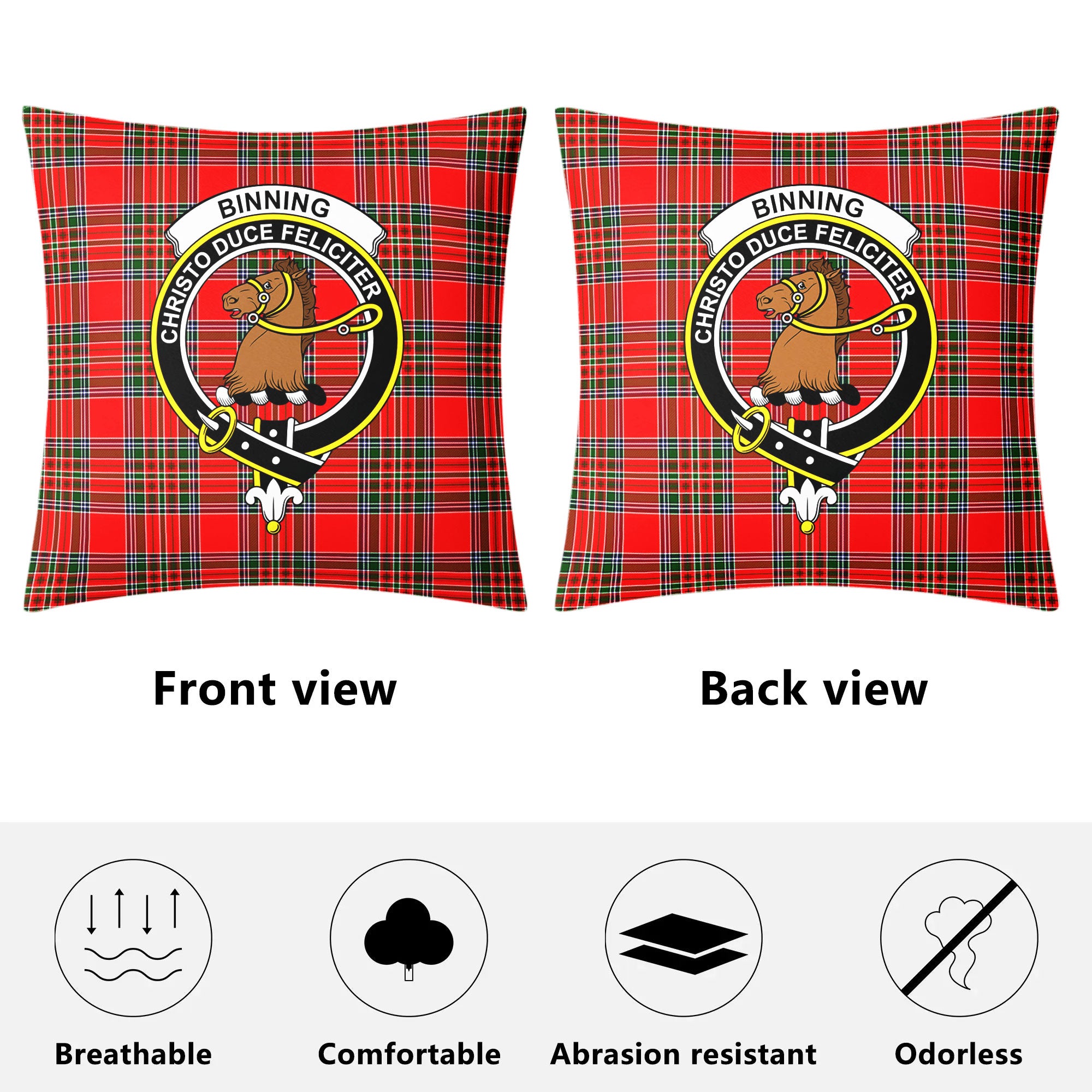 Binning (of Wallifoord) Tartan Crest Pillow Cover