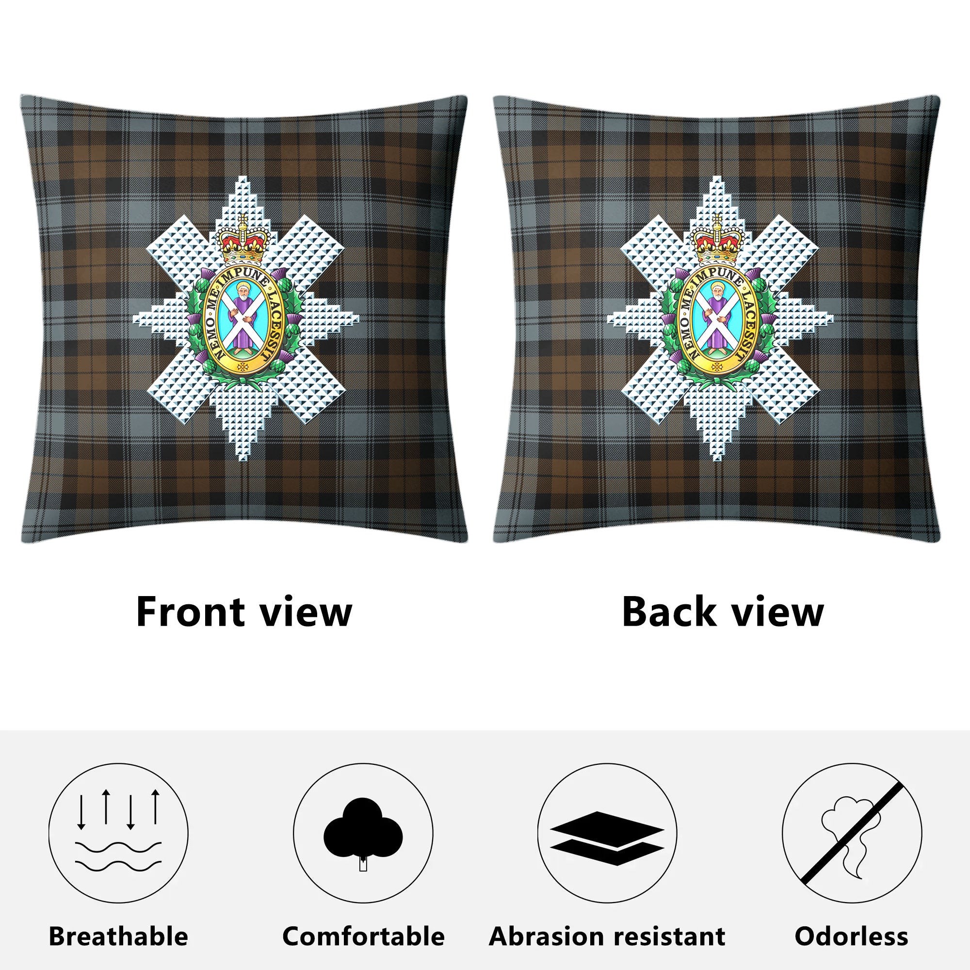 Black Watch Weathered Tartan Crest Pillow Cover