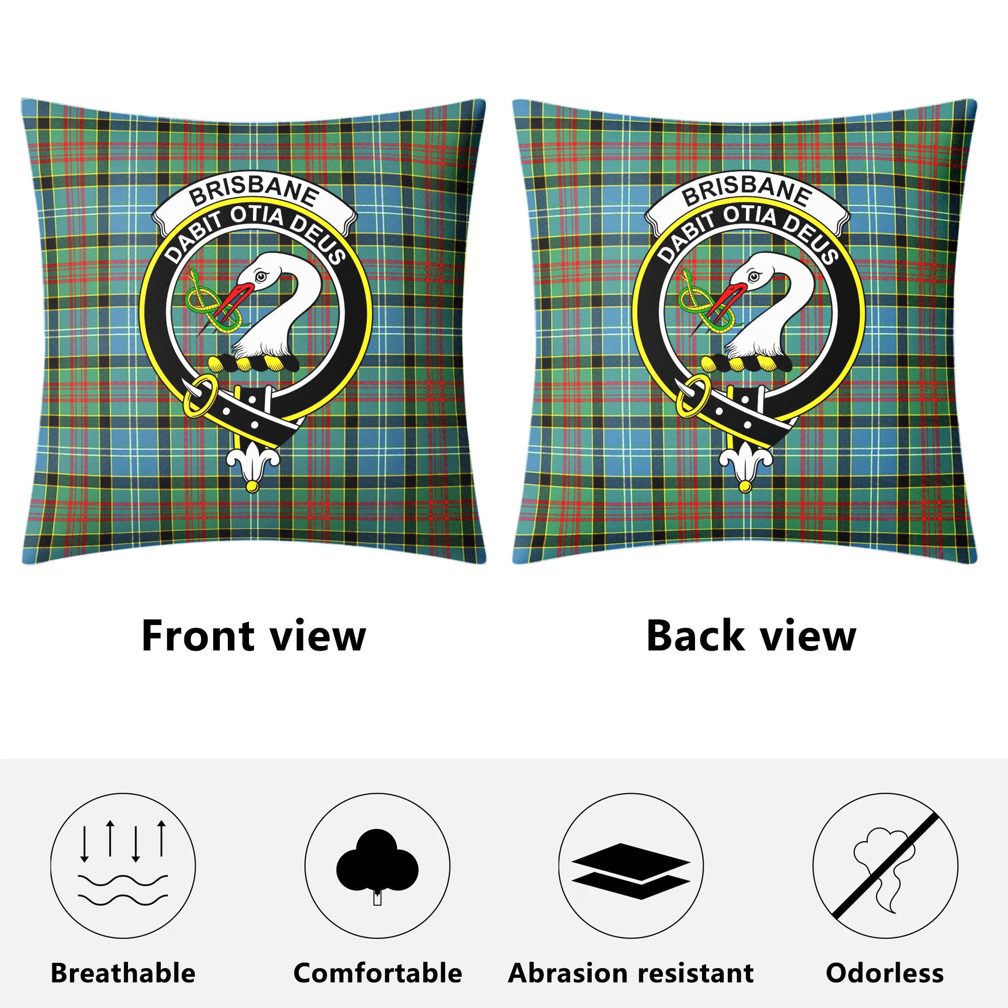 Brisbane Tartan Crest Pillow Cover