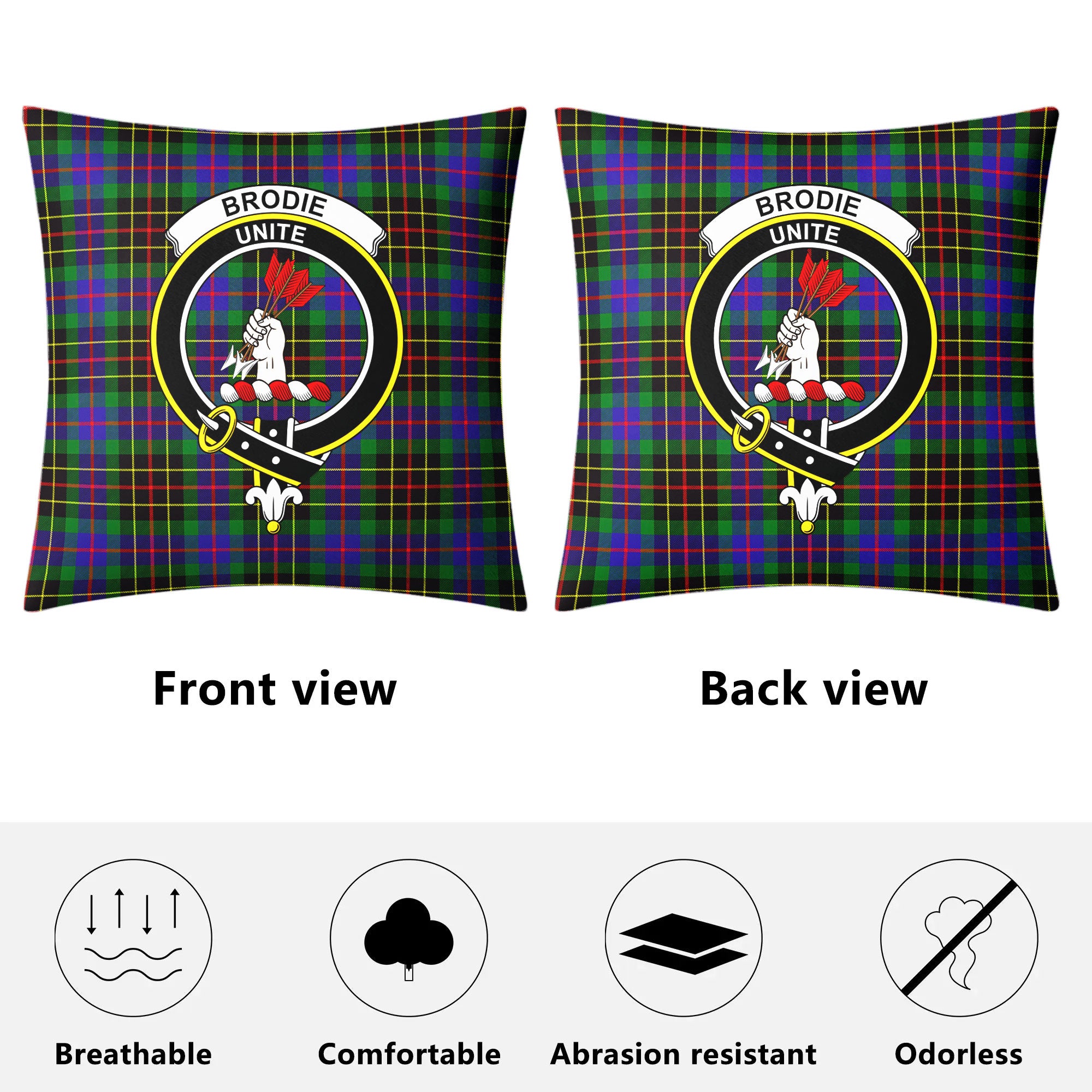 Brodie Hunting Modern Tartan Crest Pillow Cover