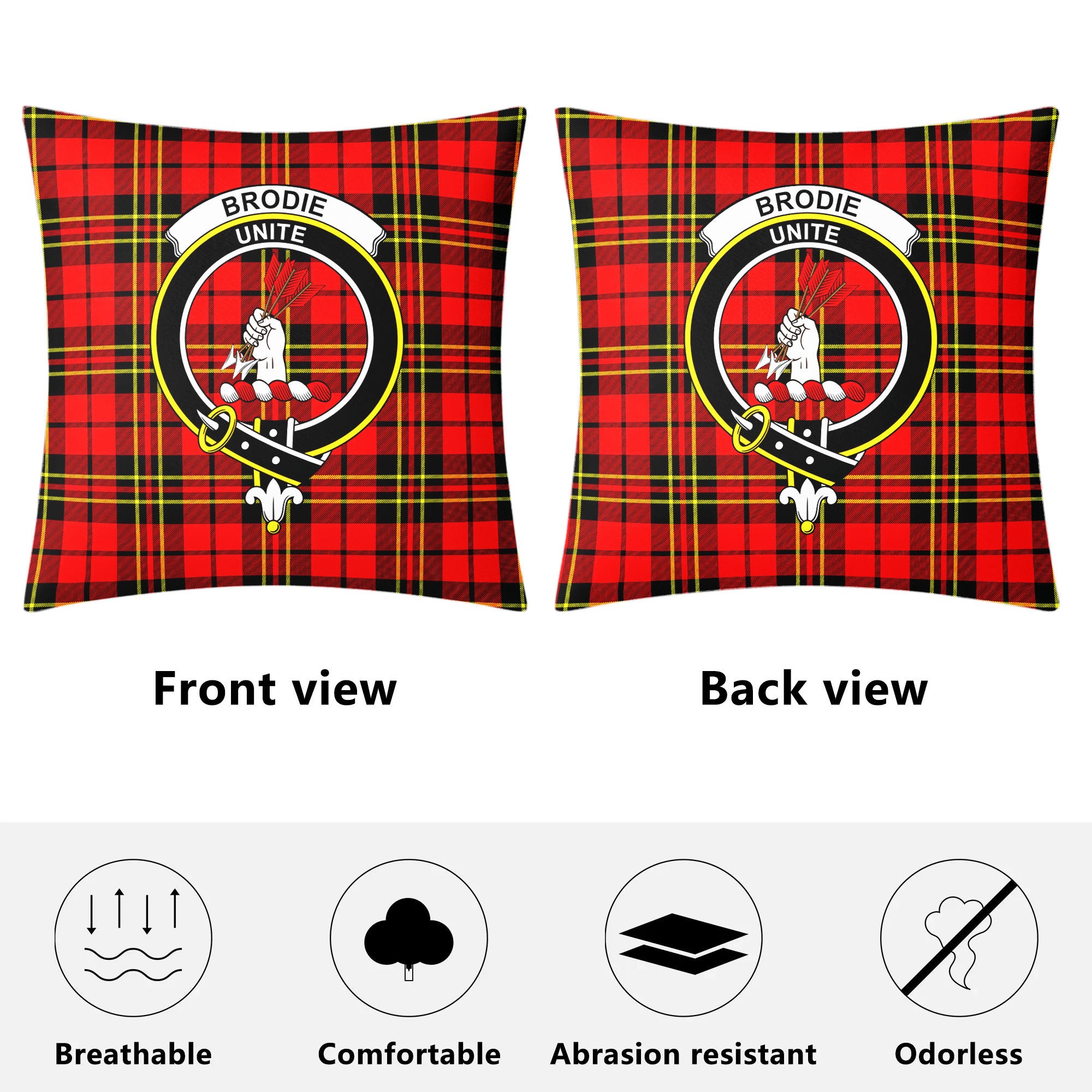 Brodie Modern Tartan Crest Pillow Cover