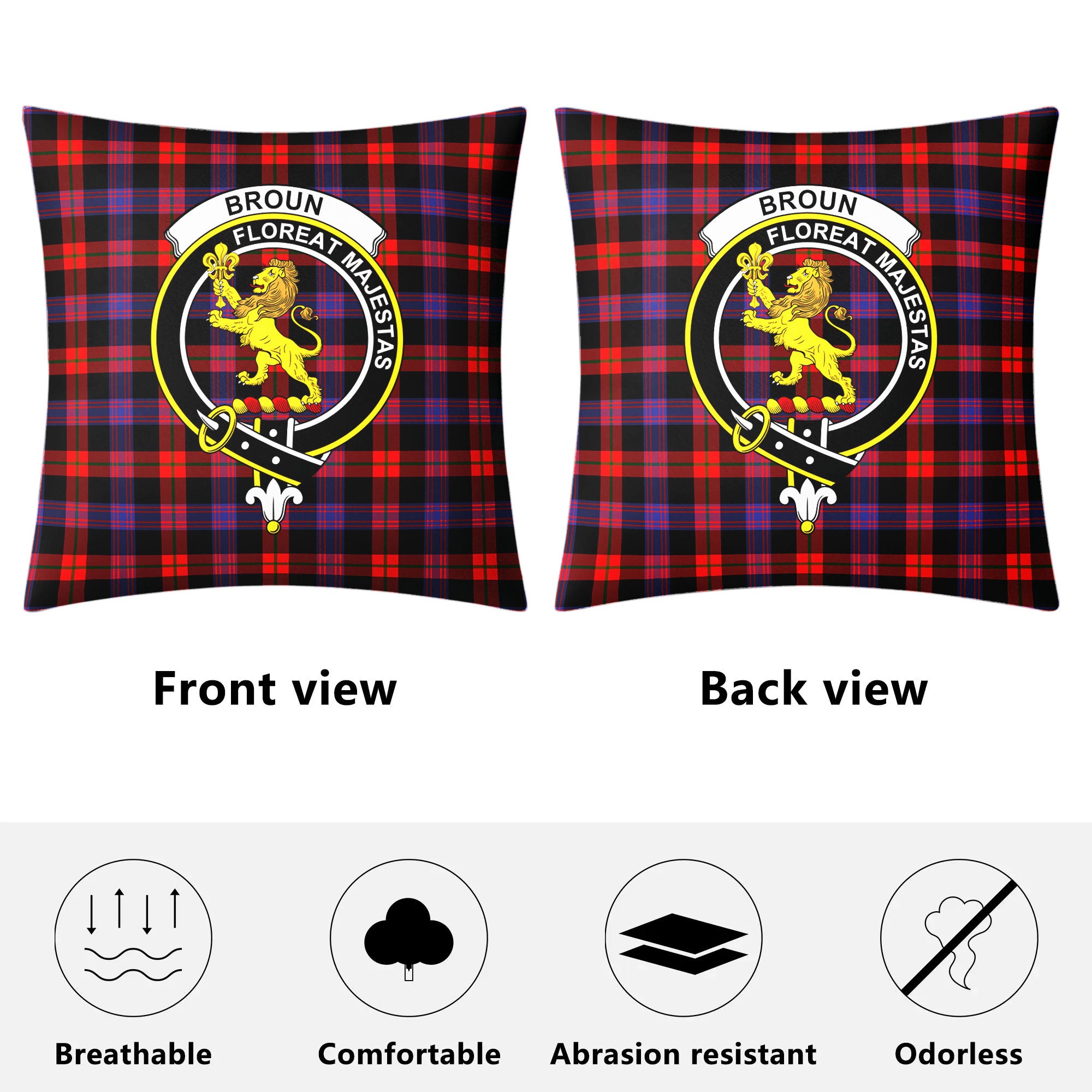 Broun Modern Tartan Crest Pillow Cover