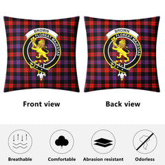 Brown Modern Tartan Crest Pillow Cover