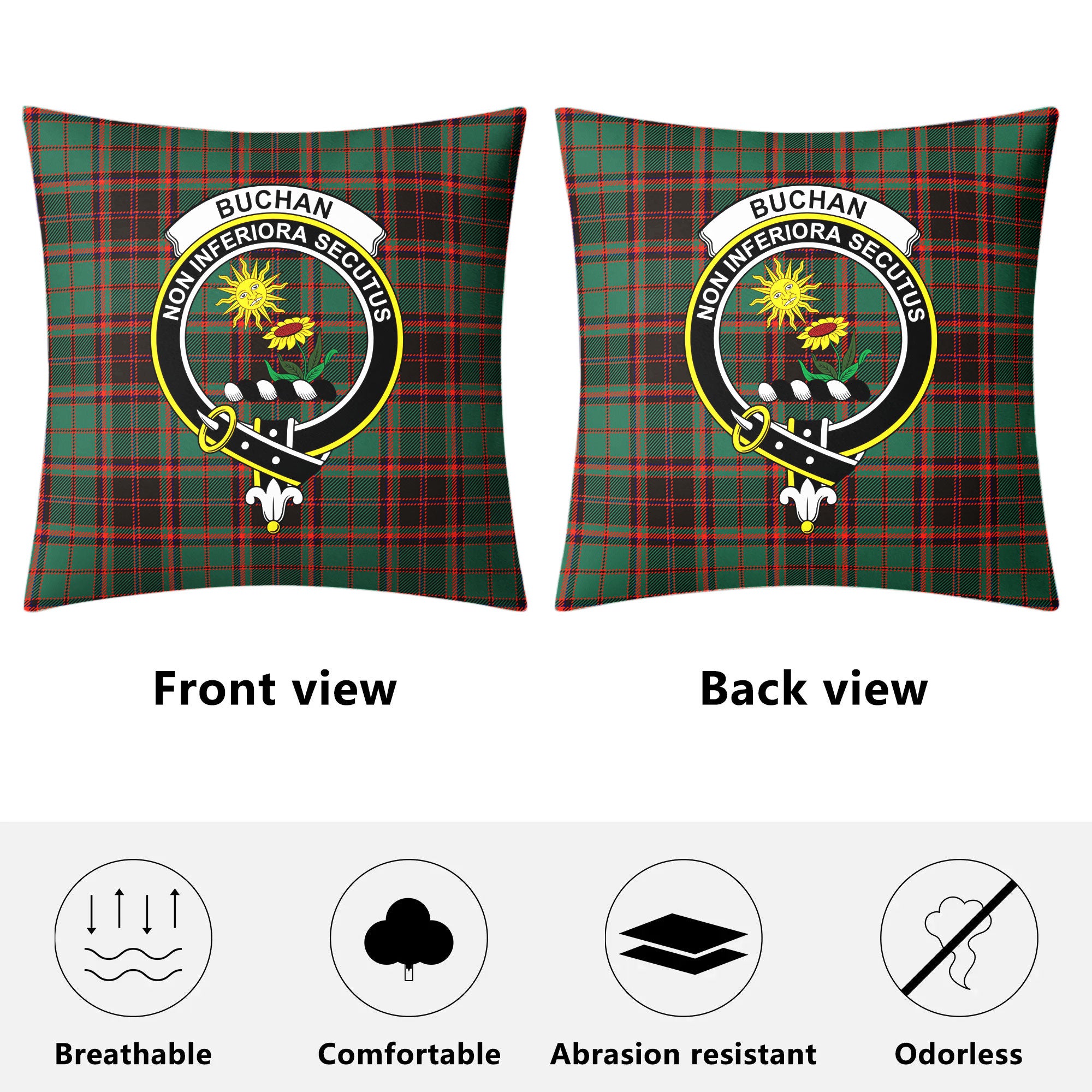 Buchan Ancient Tartan Crest Pillow Cover