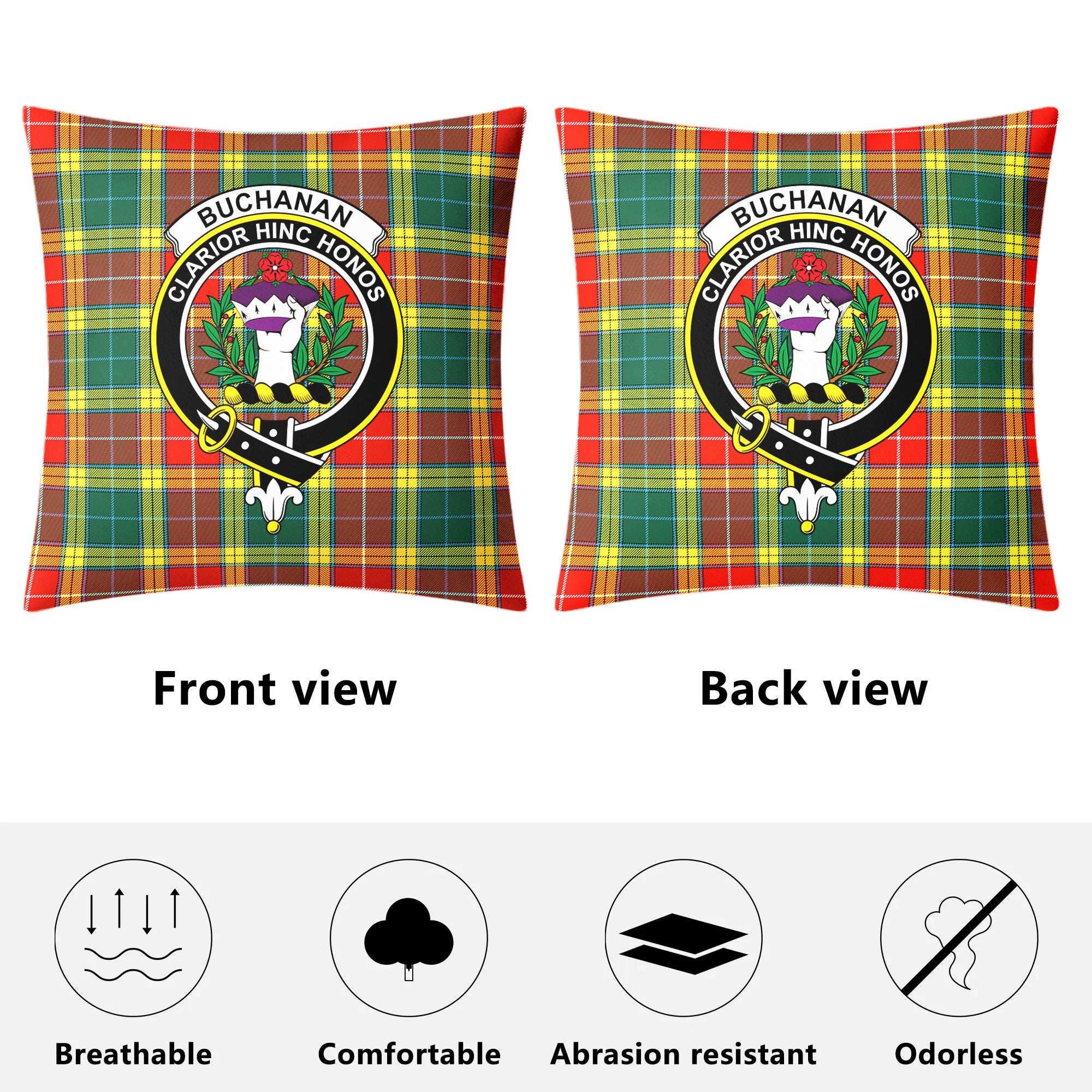 Buchanan Old Sett Tartan Crest Pillow Cover