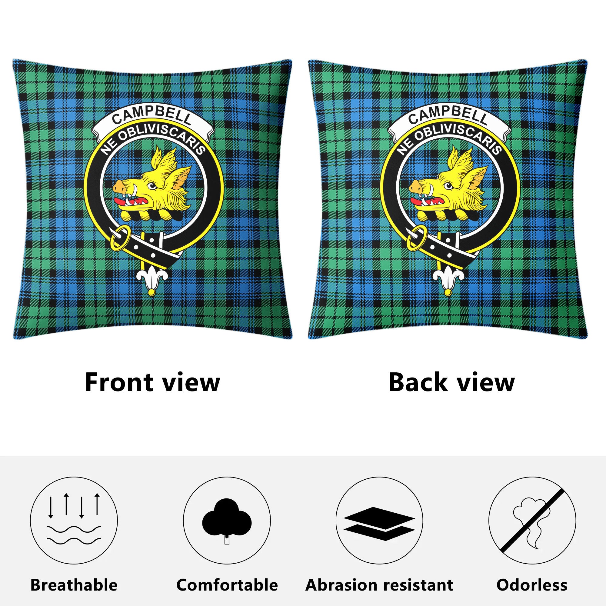 Campbell Ancient 01 Tartan Crest Pillow Cover