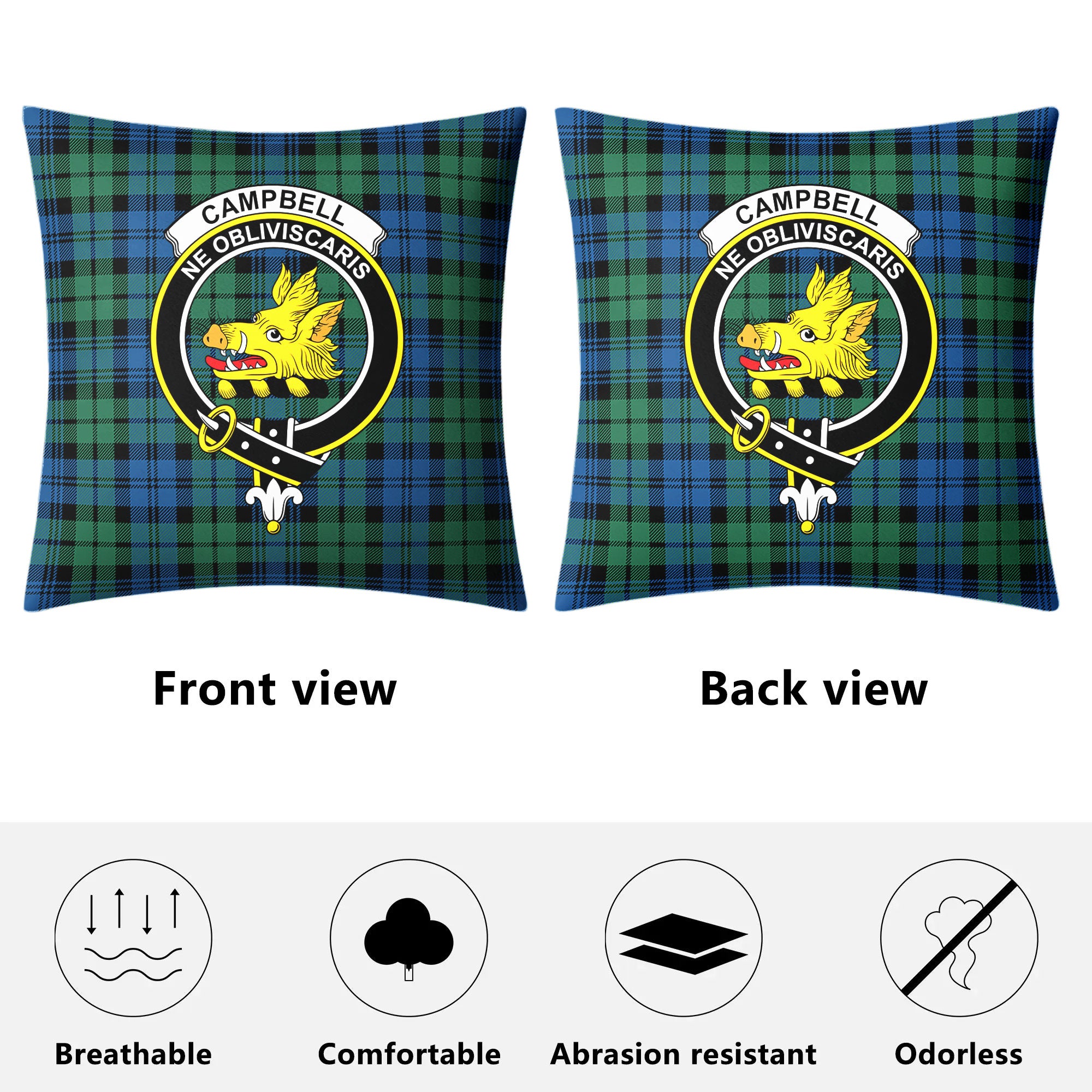 Campbell Ancient 02 Tartan Crest Pillow Cover