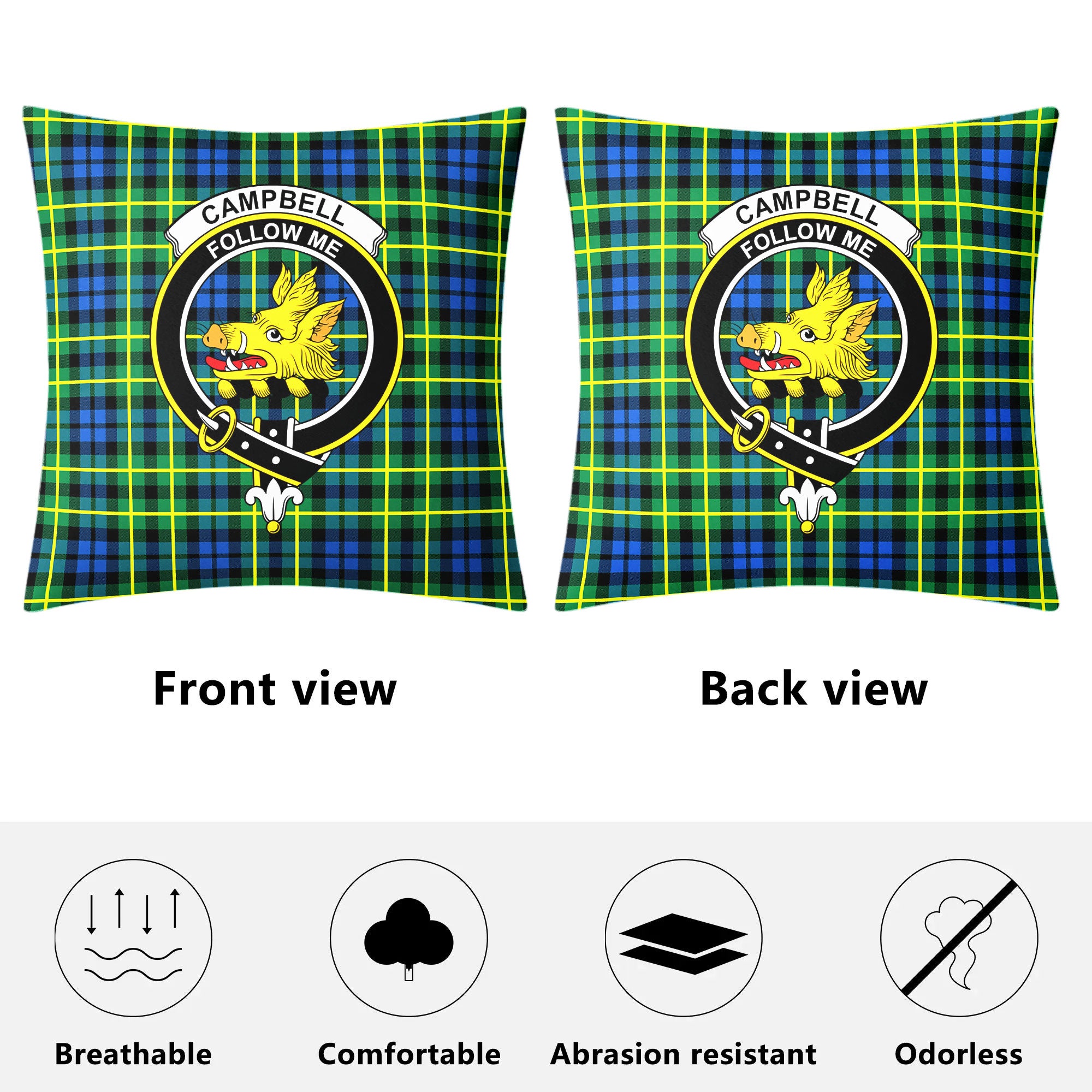 Campbell of Breadalbane Ancient Tartan Crest Pillow Cover