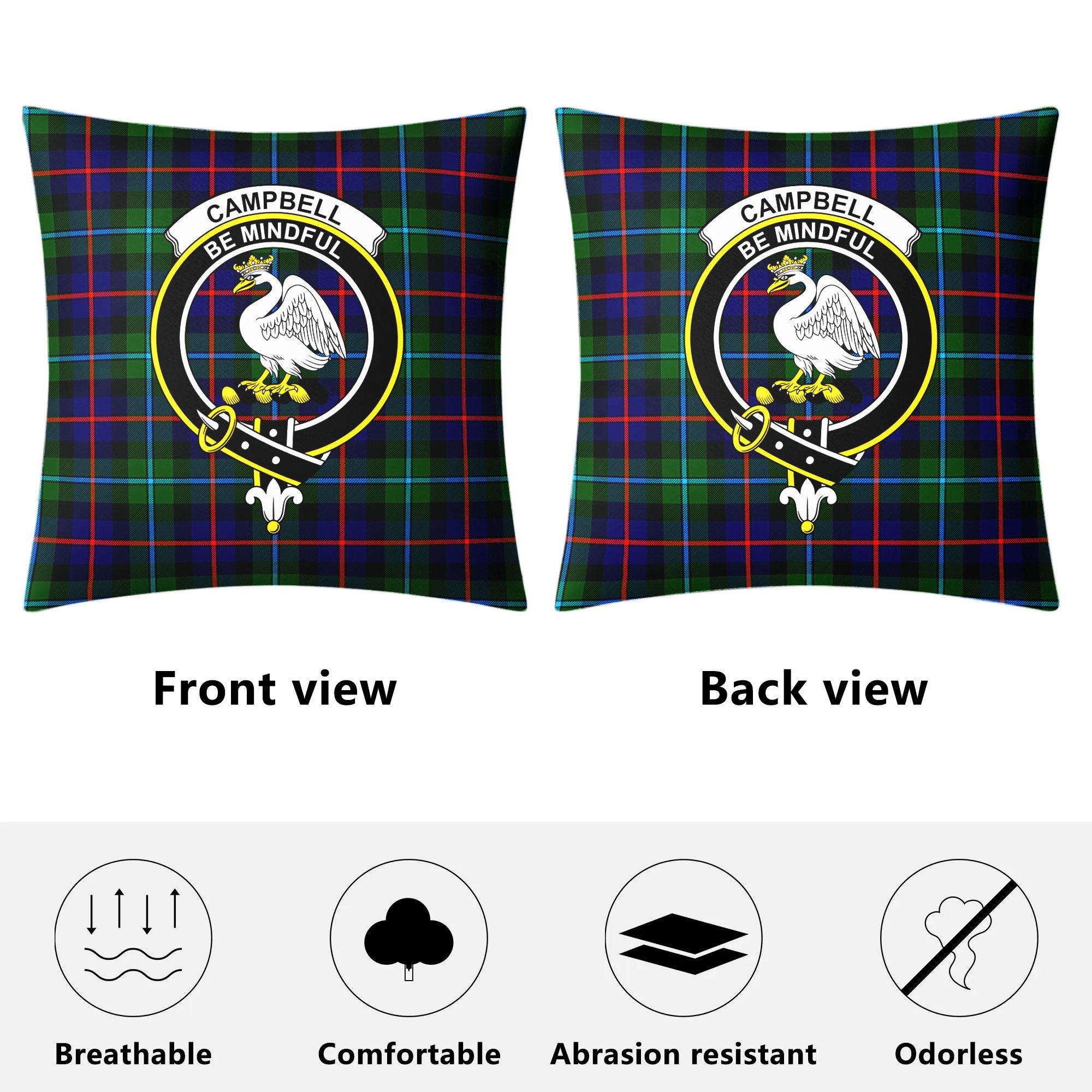 Campbell of Cawdor Modern Tartan Crest Pillow Cover