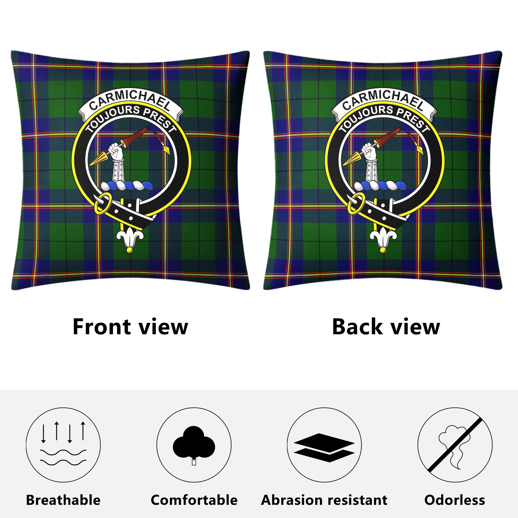 Carmichael Modern Tartan Crest Pillow Cover