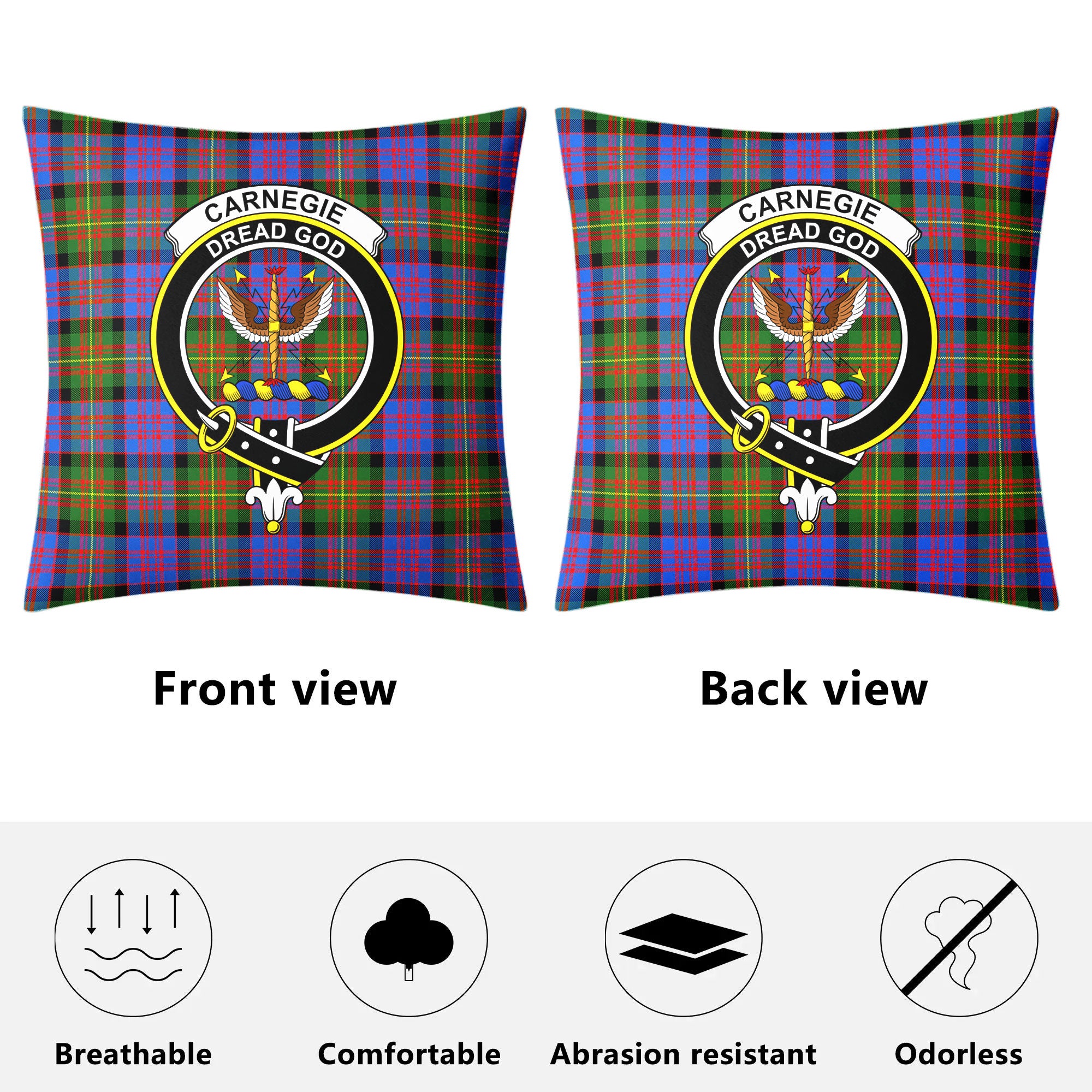 Carnegie Ancient Tartan Crest Pillow Cover