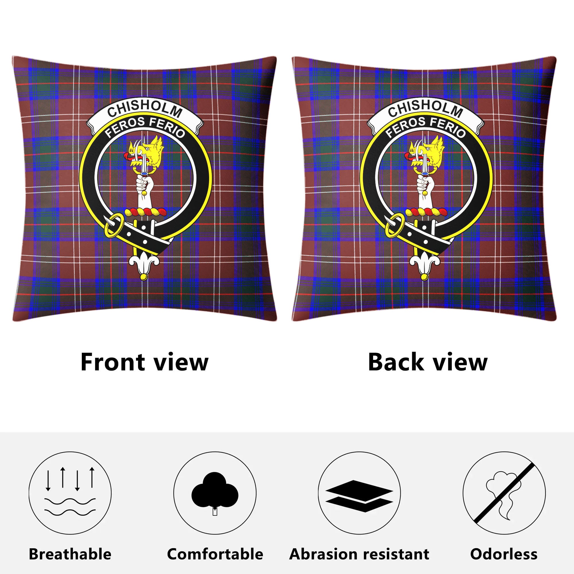 Chisholm Hunting Modern Tartan Crest Pillow Cover