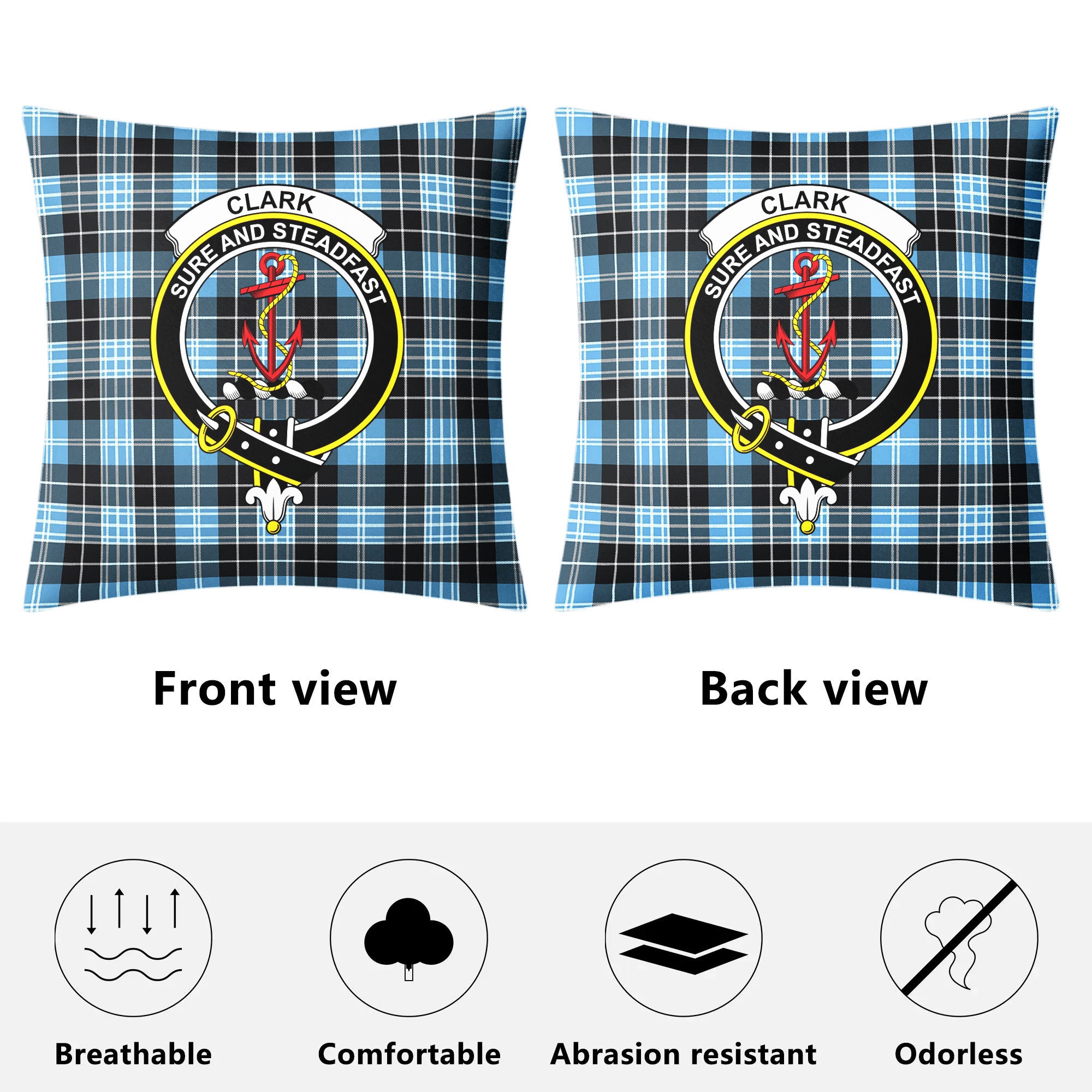 Clark Ancient Tartan Crest Pillow Cover