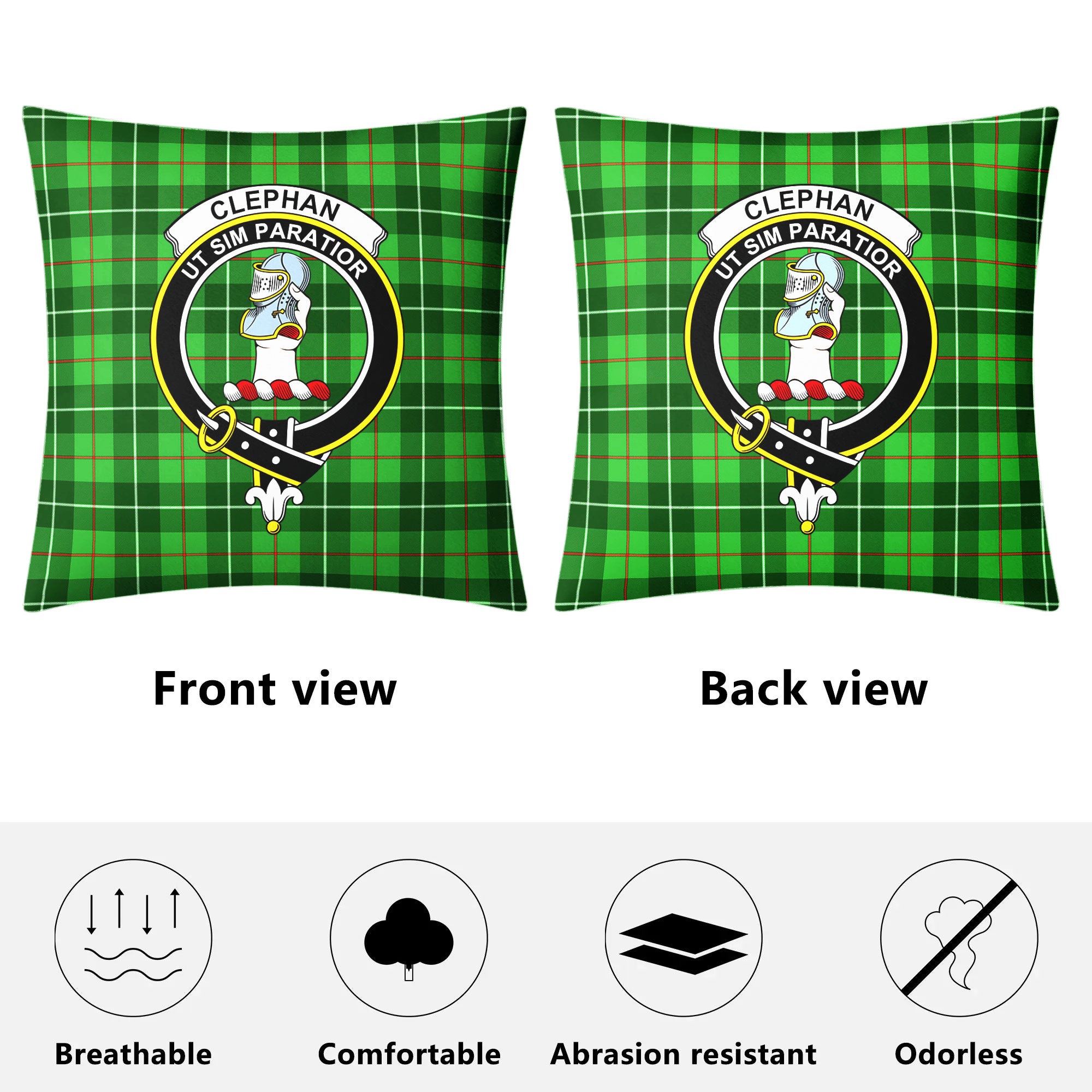 Clephan (or Clephane) Tartan Crest Pillow Cover