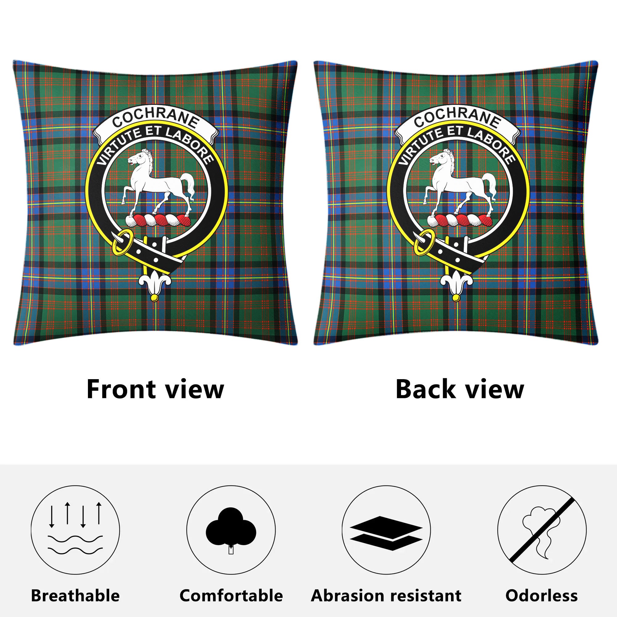 Cochrane Ancient Tartan Crest Pillow Cover