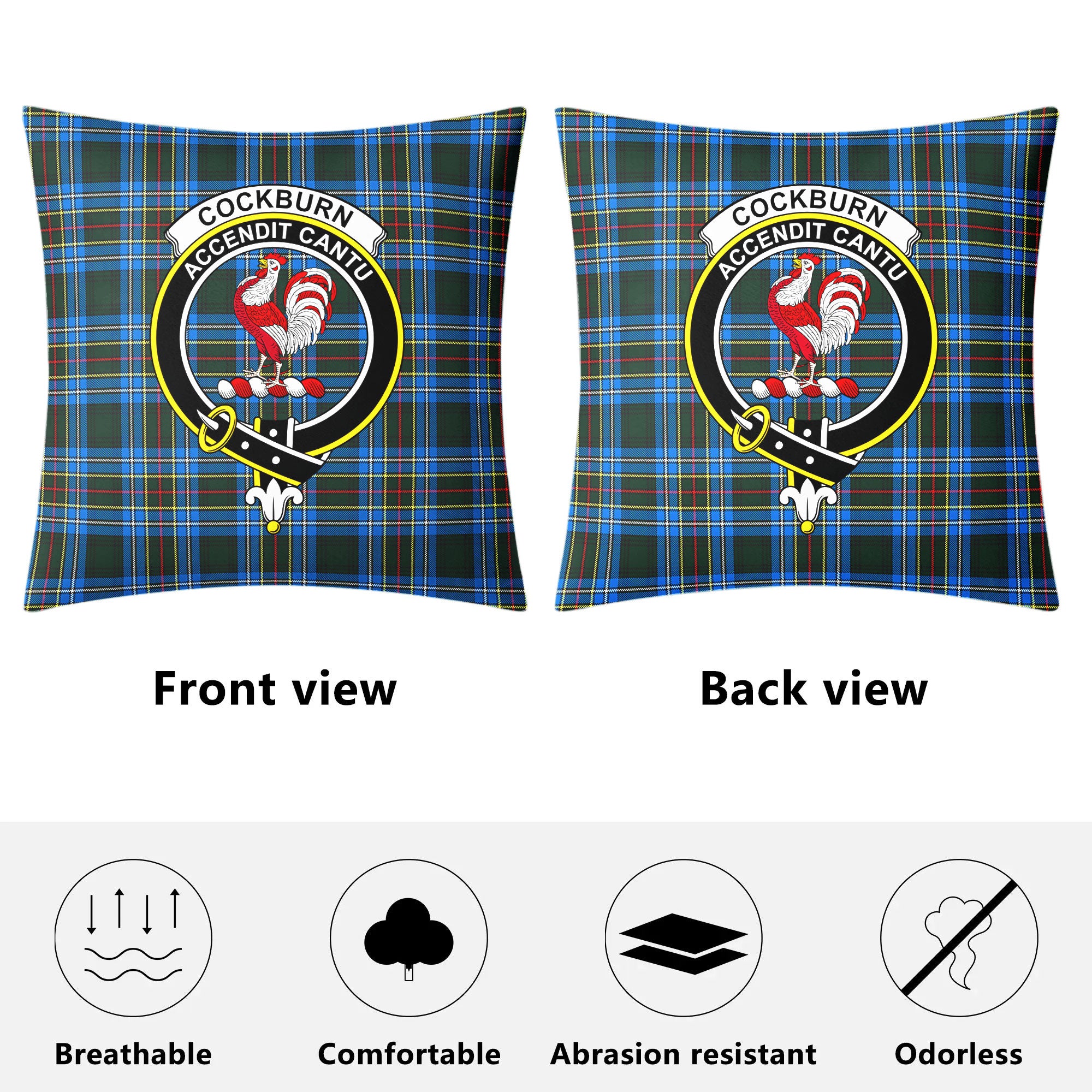 Cockburn Modern Tartan Crest Pillow Cover