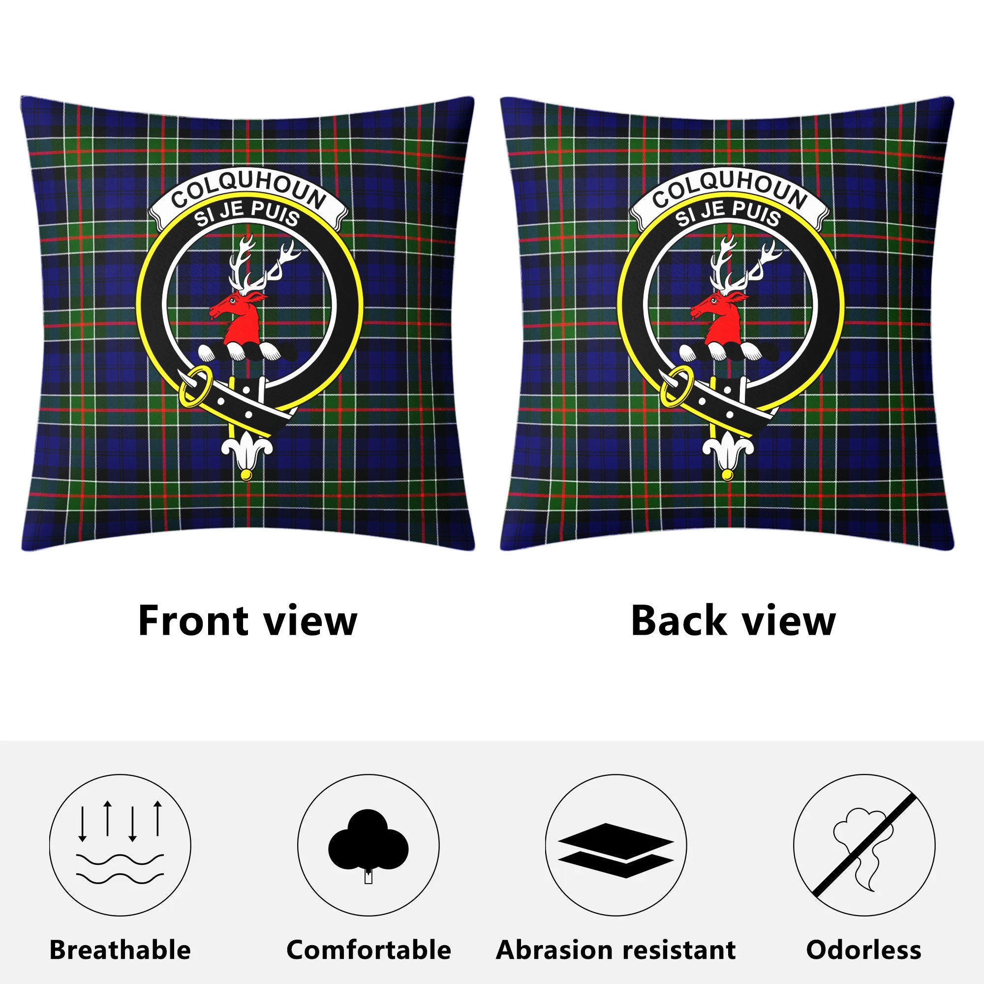 Colquhoun Modern Tartan Crest Pillow Cover