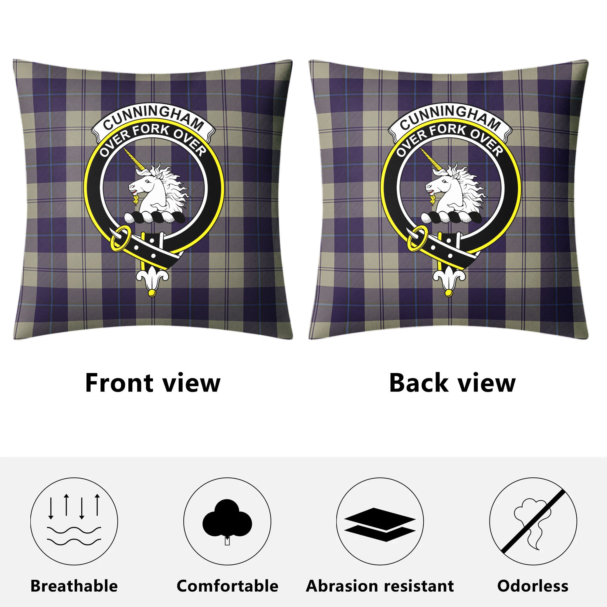 Cunningham Dress Blue Dancers Tartan Crest Pillow Cover