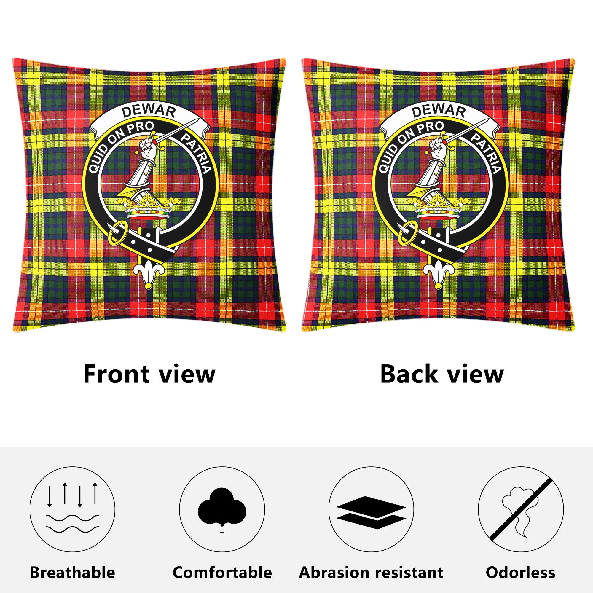 Dewar Tartan Crest Pillow Cover