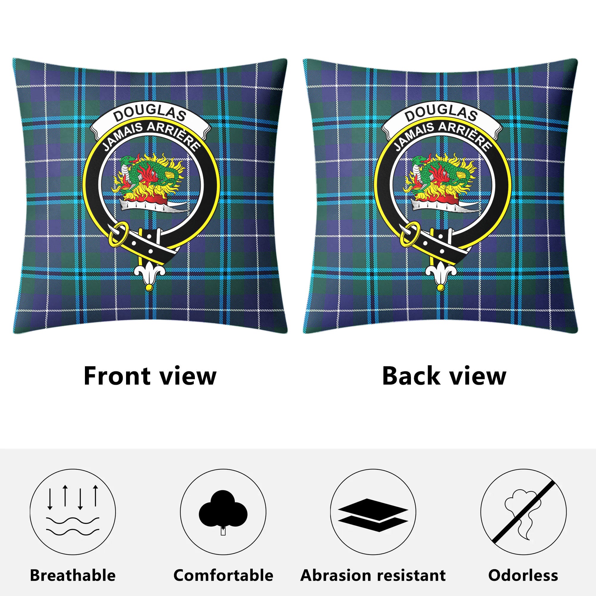 Douglas Modern Tartan Crest Pillow Cover