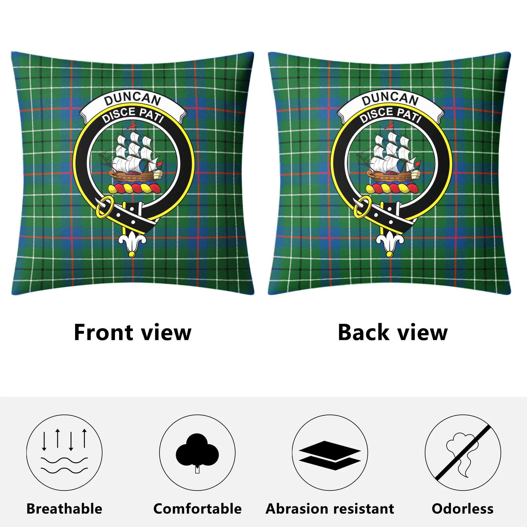 Duncan Ancient Tartan Crest Pillow Cover