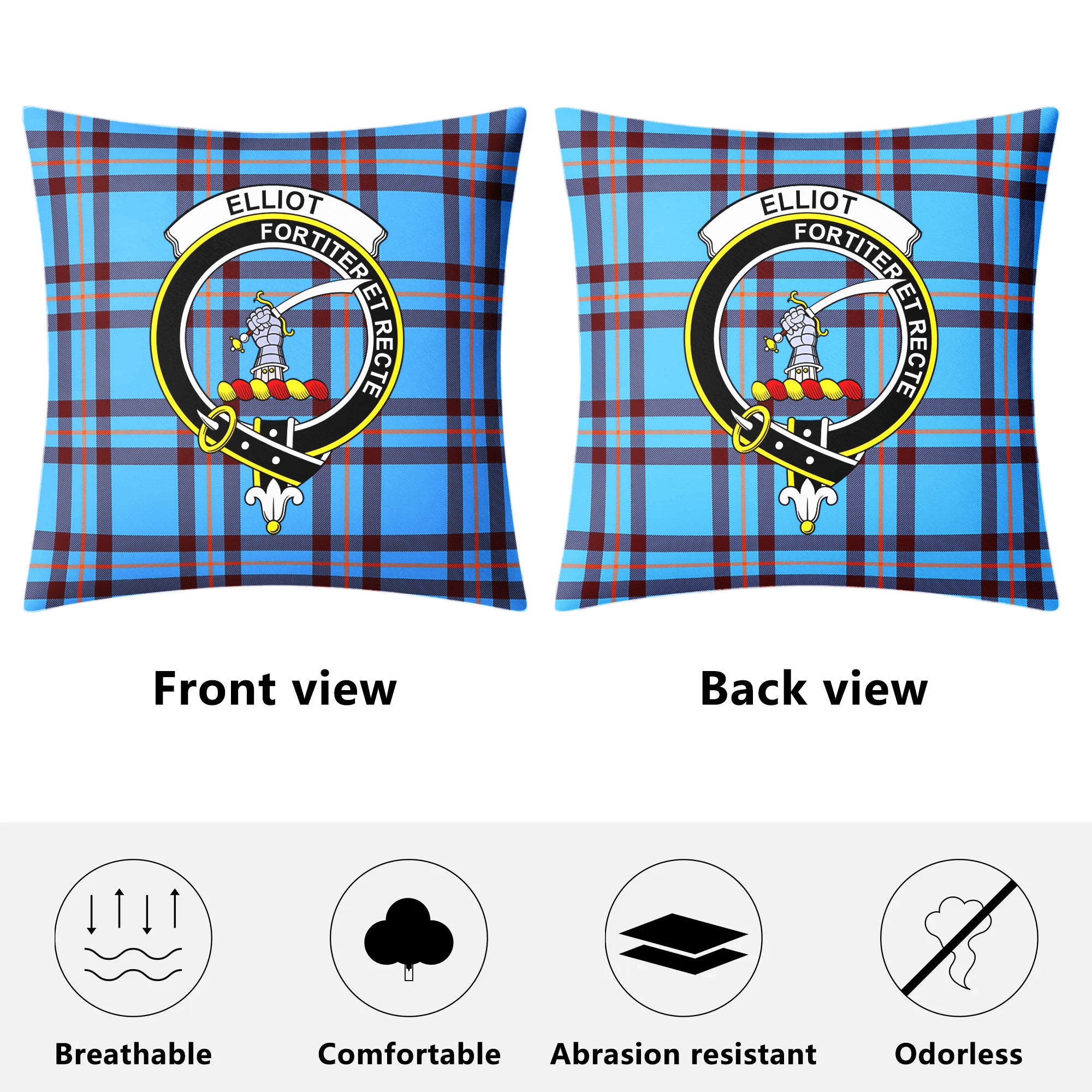 Elliot Ancient Tartan Crest Pillow Cover