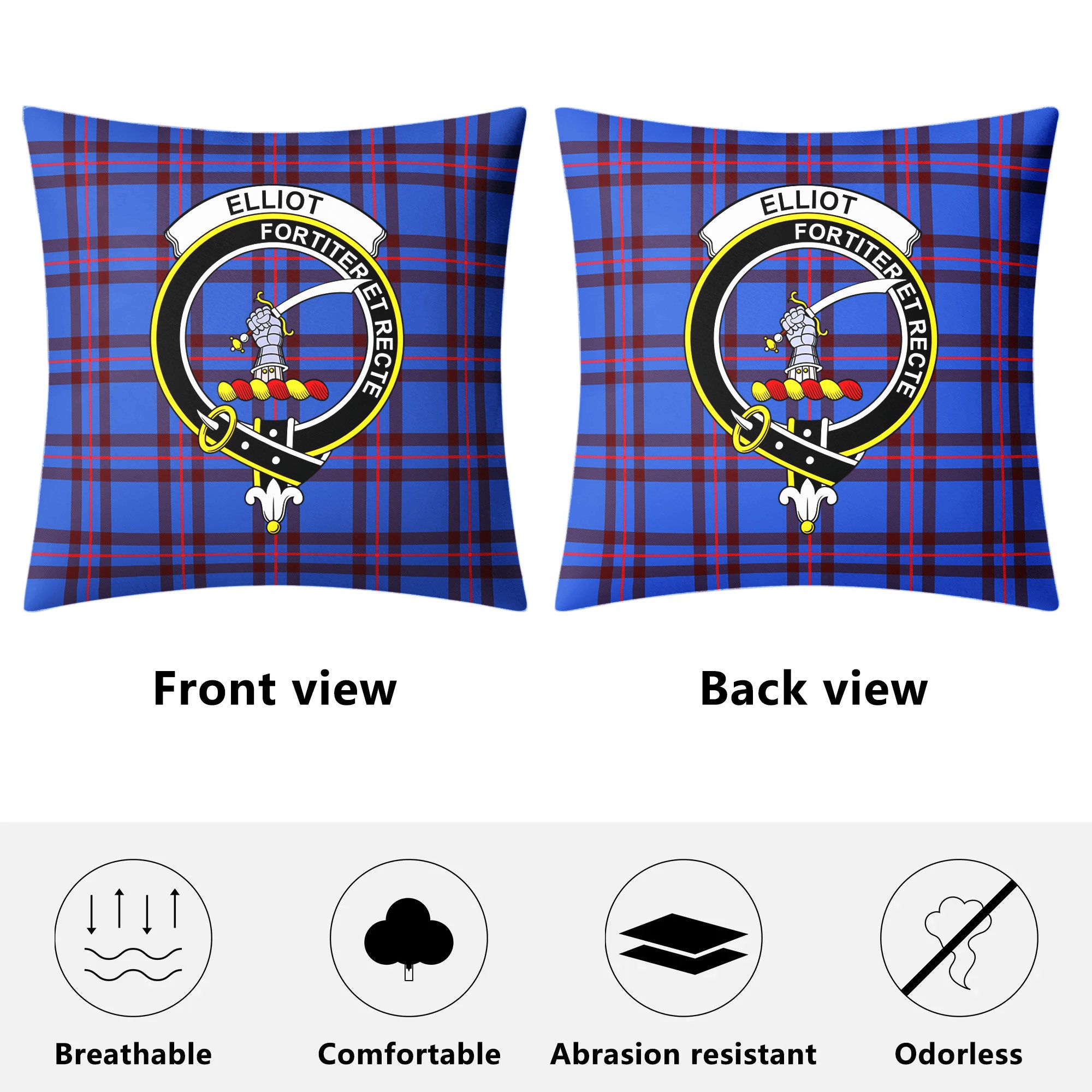 Elliot Modern Tartan Crest Pillow Cover