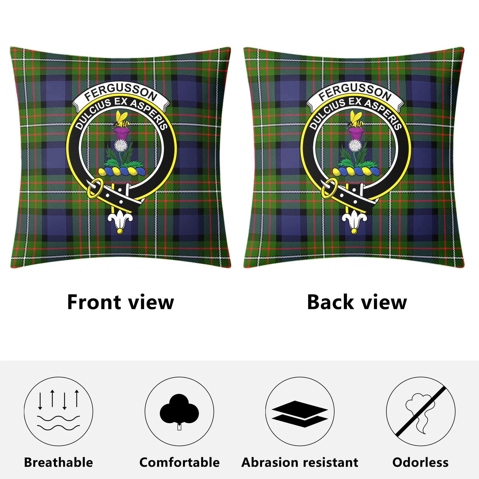 Fergusson Modern Tartan Crest Pillow Cover