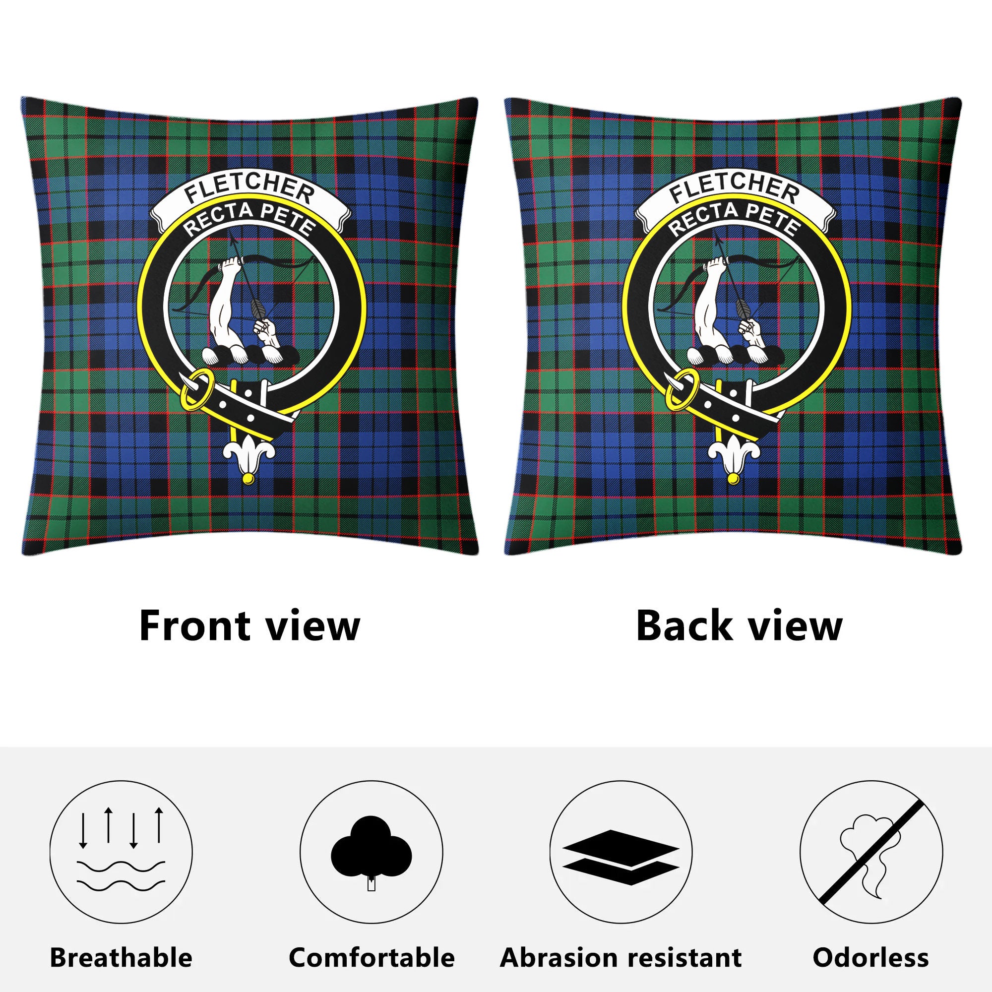 Fletcher Ancient Tartan Crest Pillow Cover