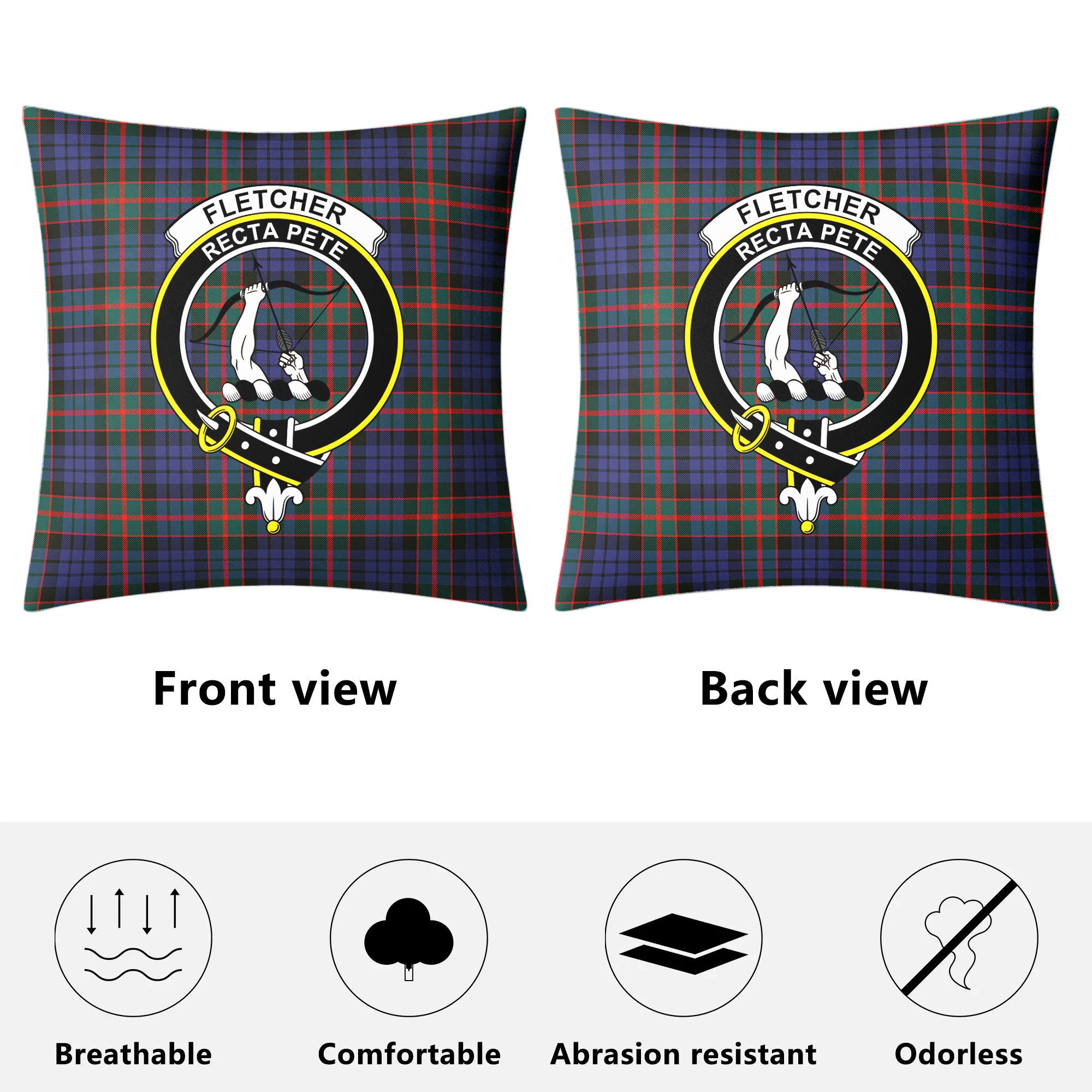 Fletcher of Dunans Tartan Crest Pillow Cover