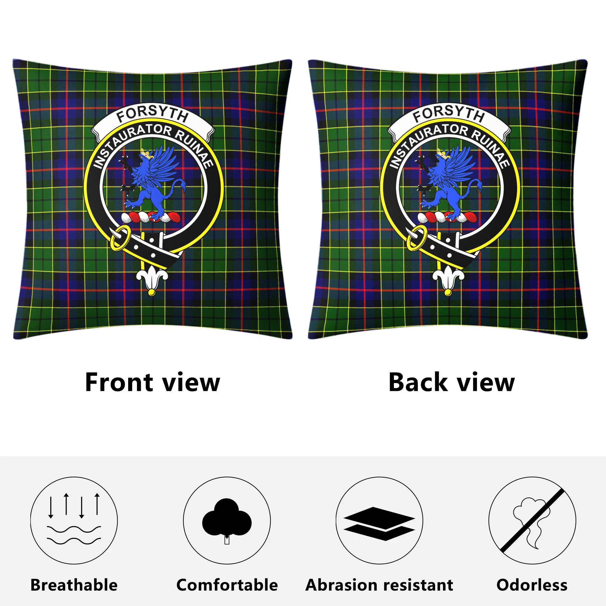 Forsyth Modern Tartan Crest Pillow Cover