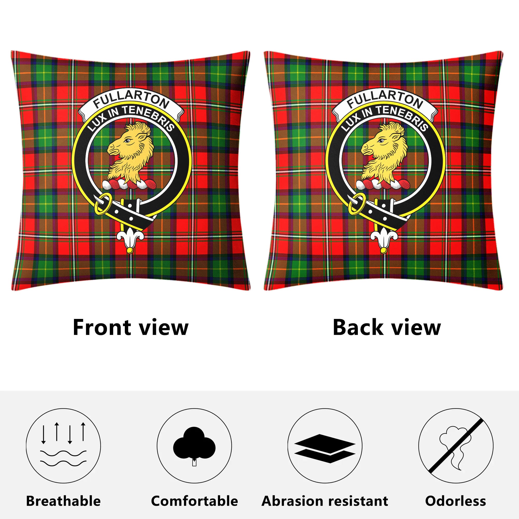 Fullarton Tartan Crest Pillow Cover