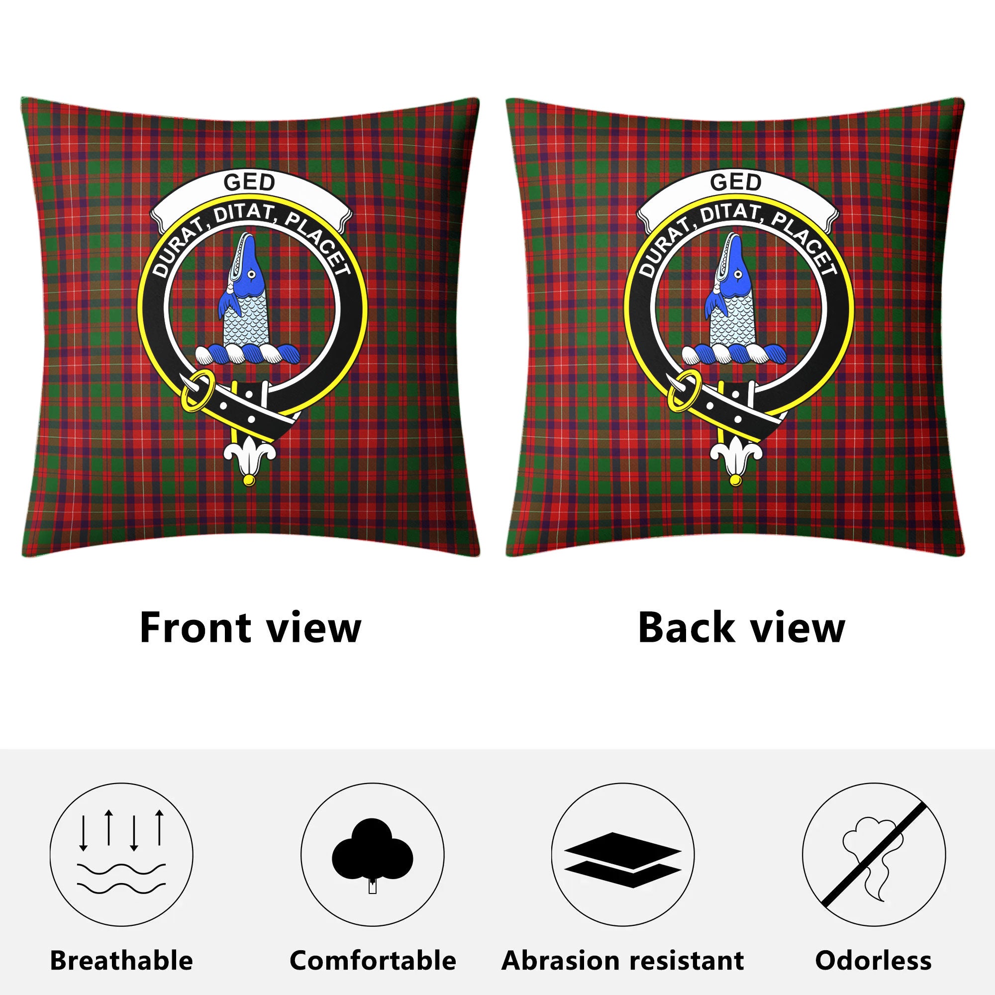 Ged Tartan Crest Pillow Cover