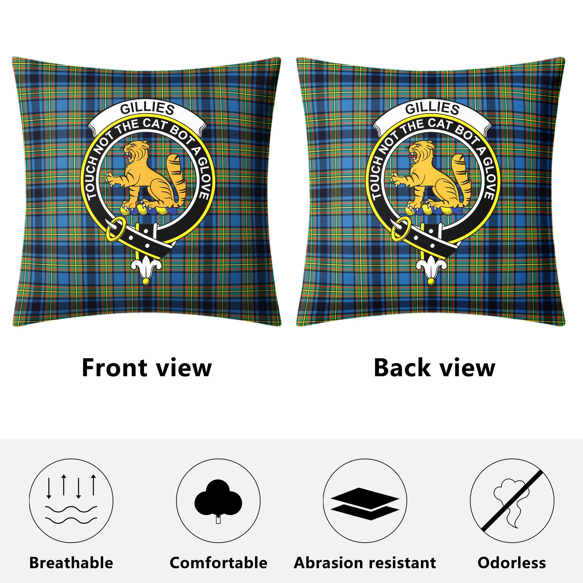 Gillies Ancient Tartan Crest Pillow Cover