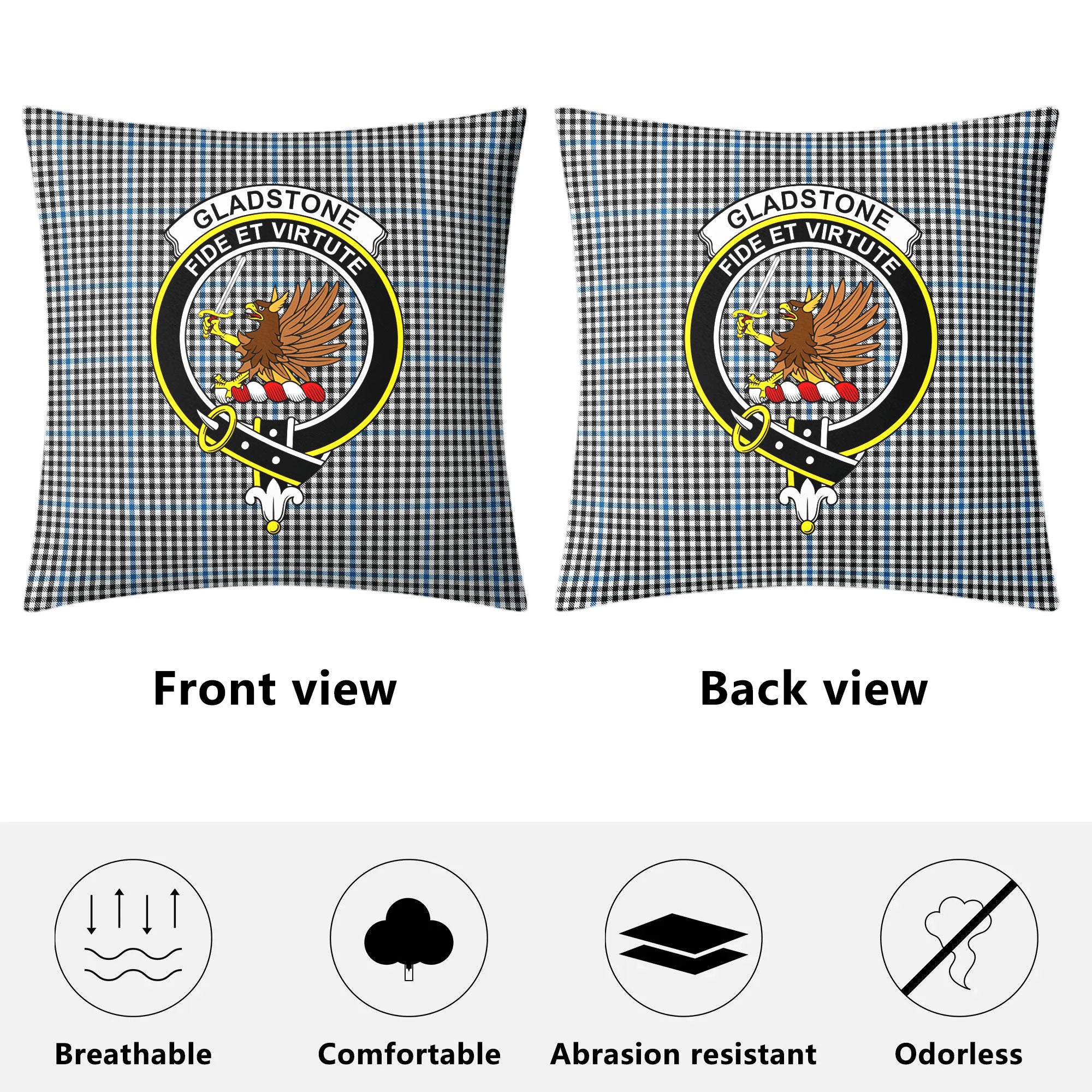 Gladstone Tartan Crest Pillow Cover