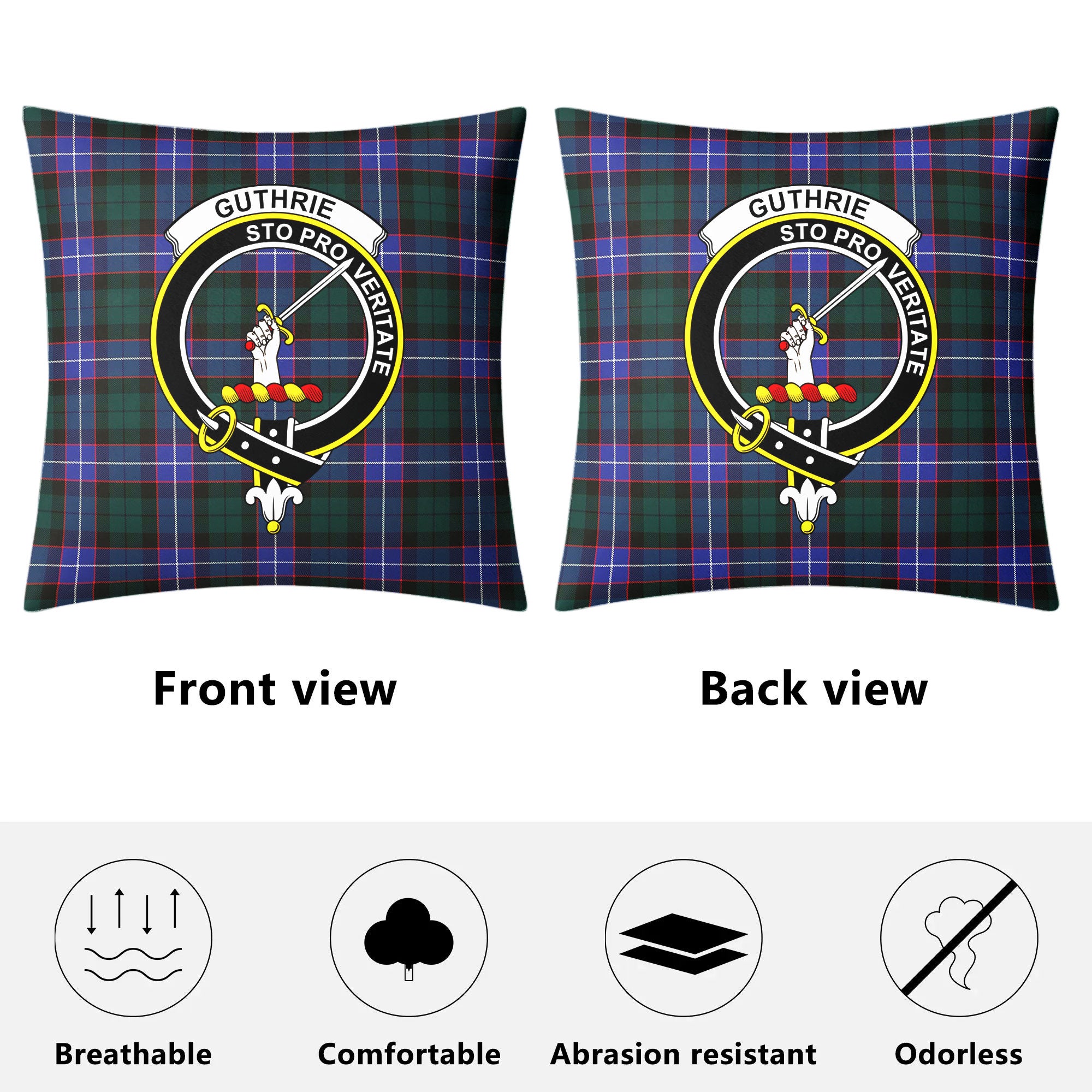 Guthrie Modern Tartan Crest Pillow Cover