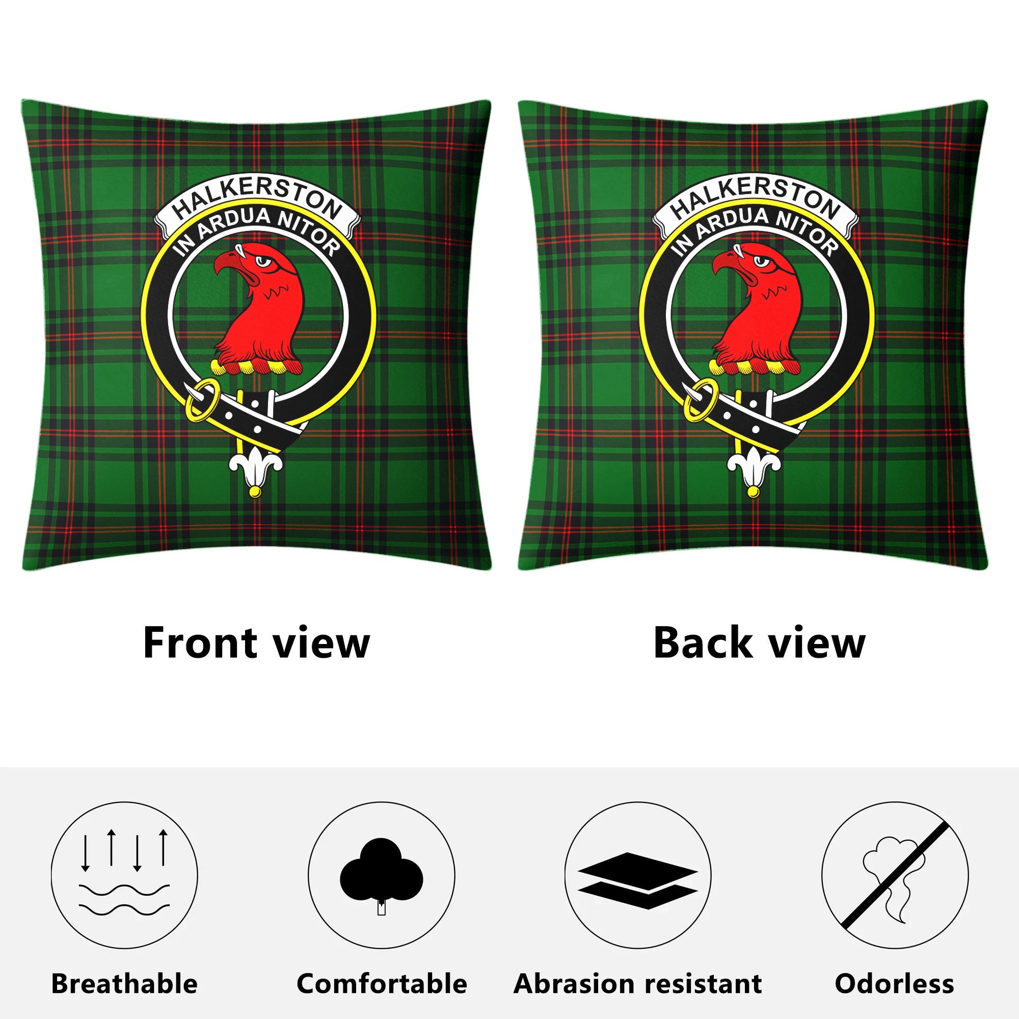 Halkerston Tartan Crest Pillow Cover