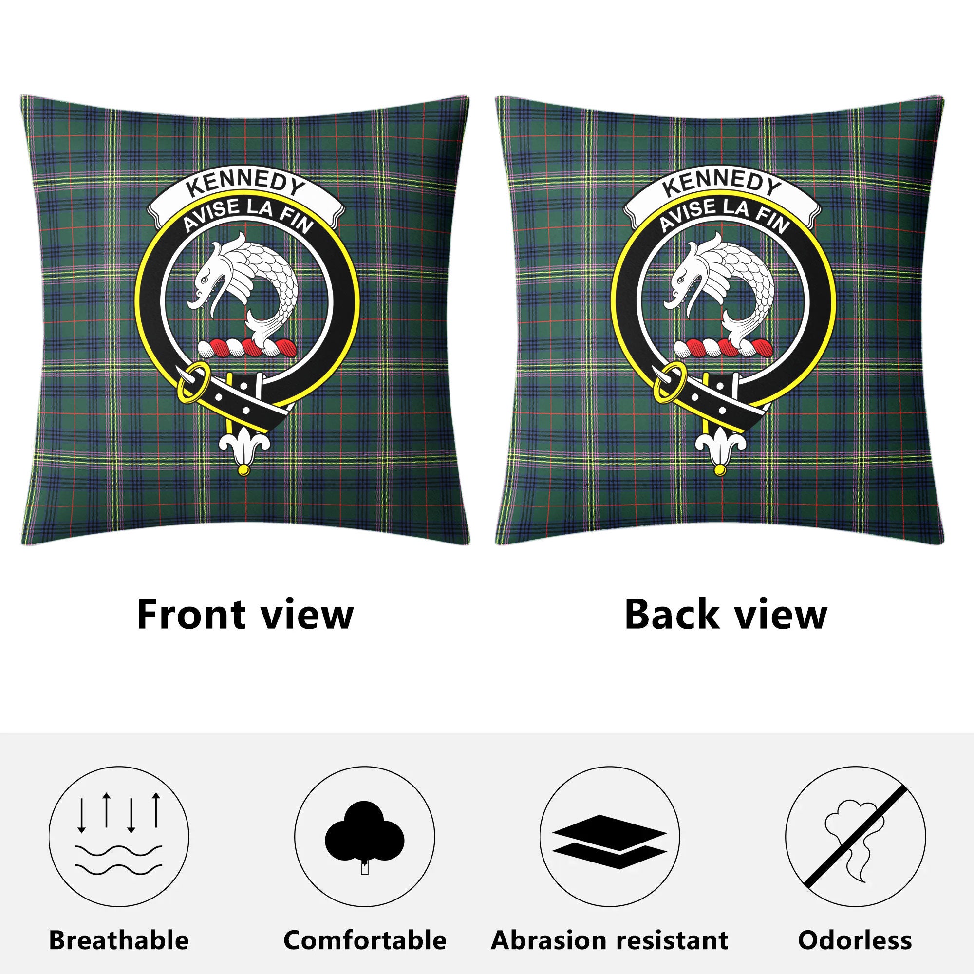 Kennedy Modern Tartan Crest Pillow Cover