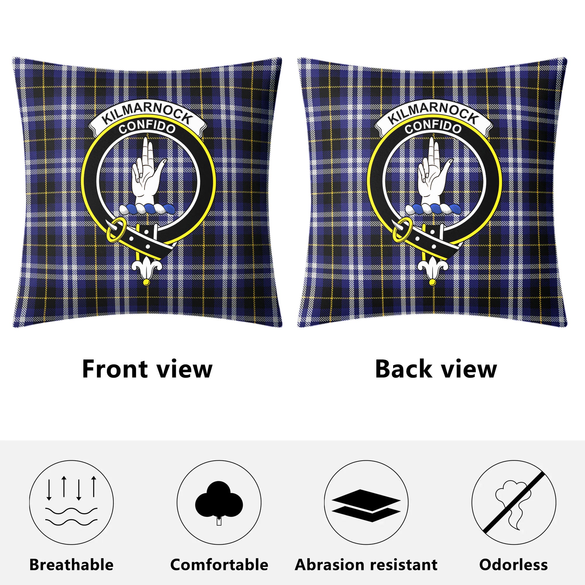 Kilmarnock Tartan Crest Pillow Cover