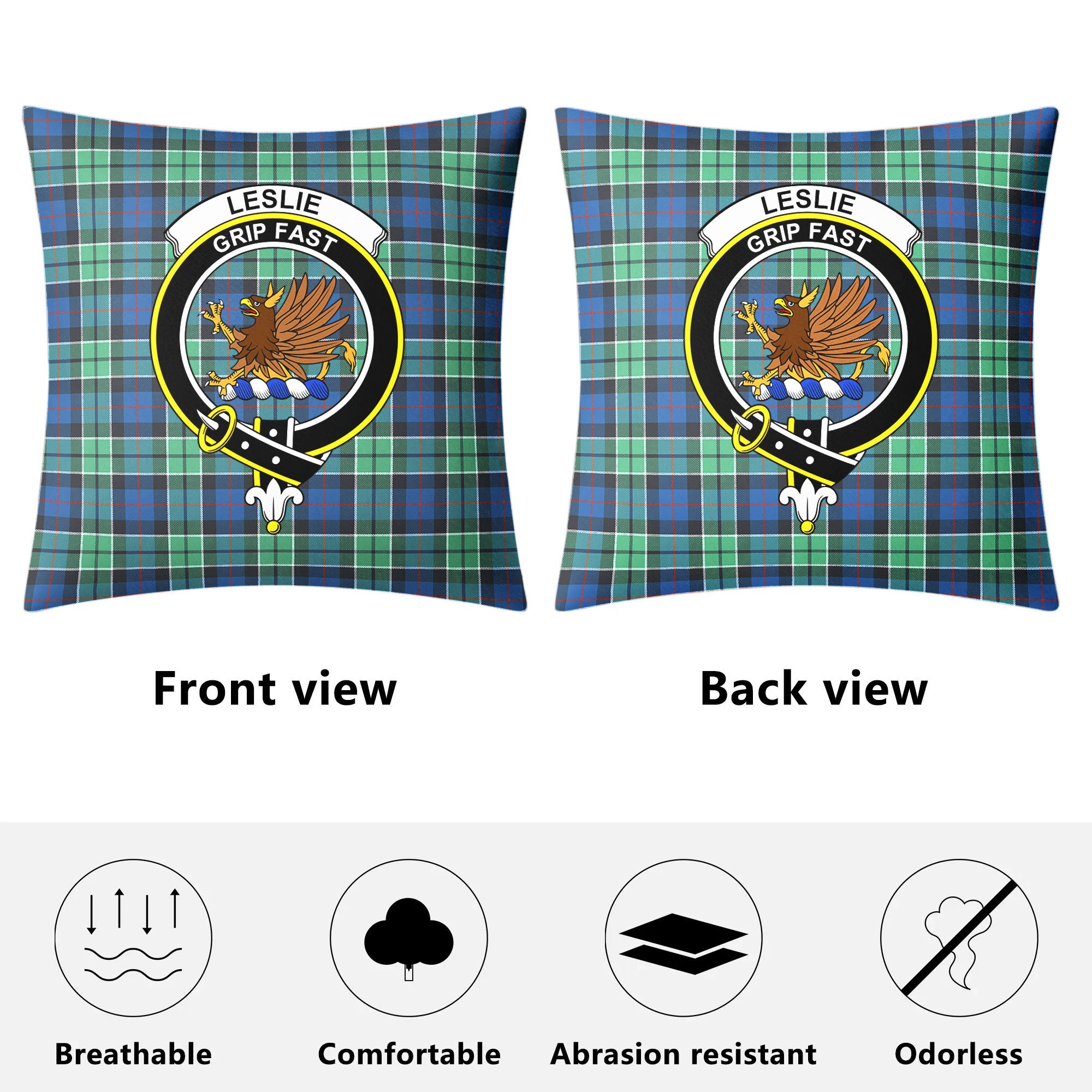 Leslie Hunting Ancient Tartan Crest Pillow Cover