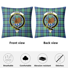 Leslie Hunting Ancient Tartan Crest Pillow Cover