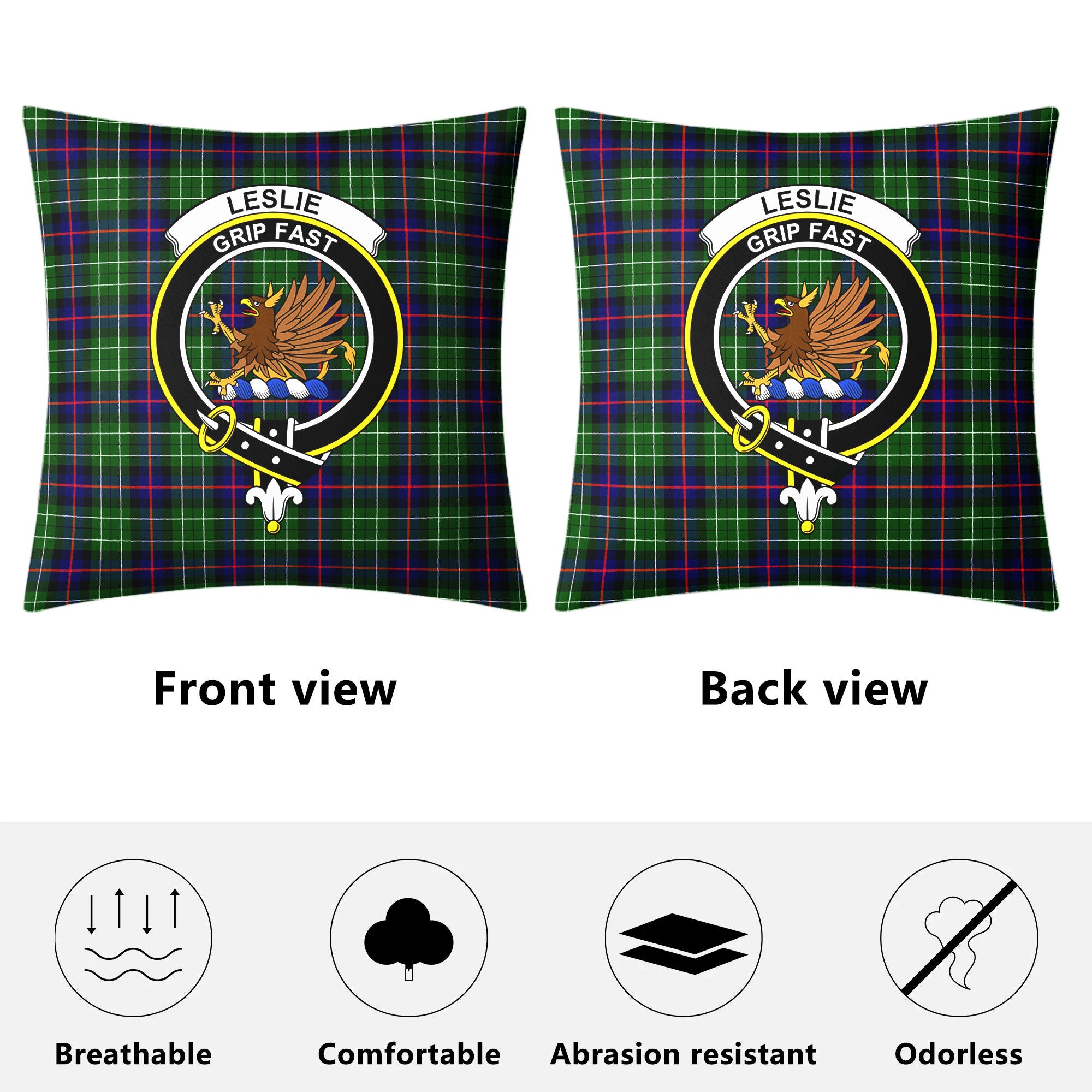 Leslie Hunting Tartan Crest Pillow Cover