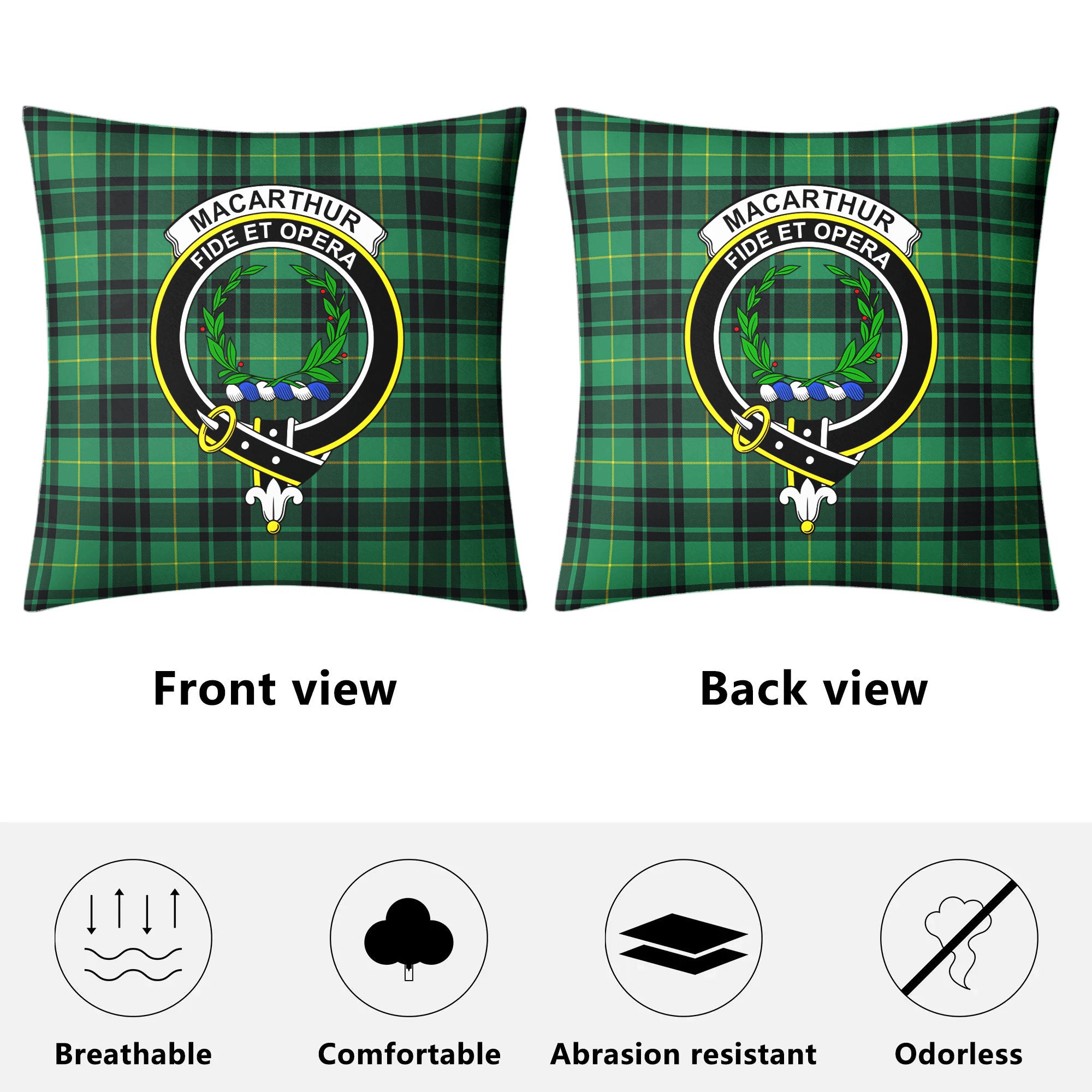 MacArthur Ancient Tartan Crest Pillow Cover